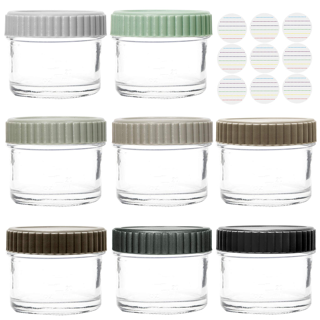 Youngever Glass Baby Food Storage - 4 Ounce Stackable Baby Food Containers with Airtight Lids, 8 Urban Colors (8 Sets)