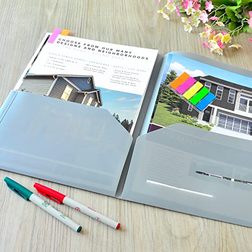 Youngever 6 Pack Heavy Duty Plastic Two Pocket Folders, Heavy Duty Plastic 2 Pocket Folder