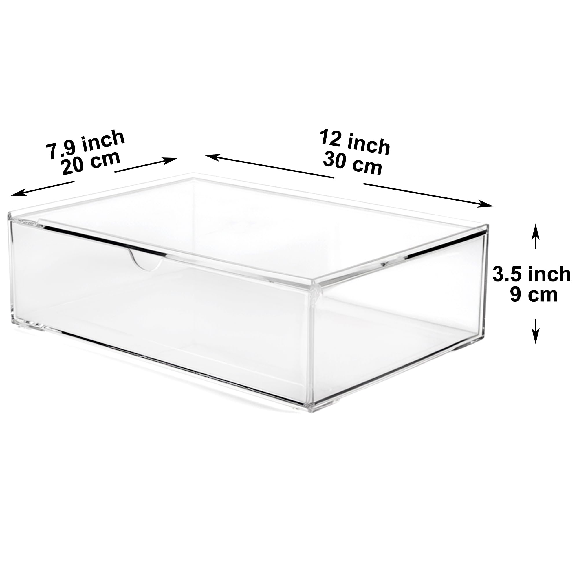 Youngever 2 Pack Stackable Office Drawer Organizers, Office Desk Organizers, Clear Stationery Organizers (12 x 7.5 x 3.5 inch)