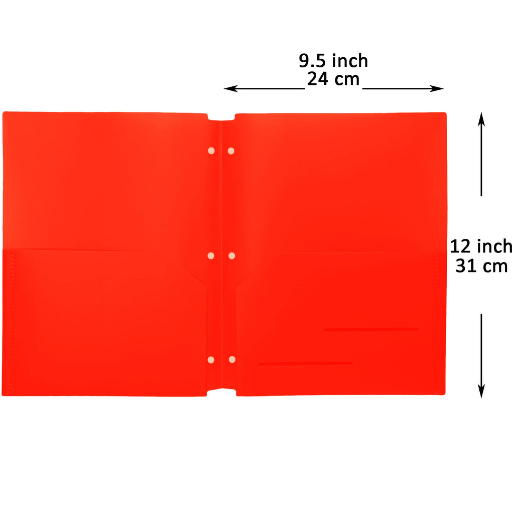 Youngever 6 Pack Heavy Duty Plastic Two Pocket Folders, Binder Dividers with Pocket, 3 Hole Punch Folder with Notches, Binder Folders