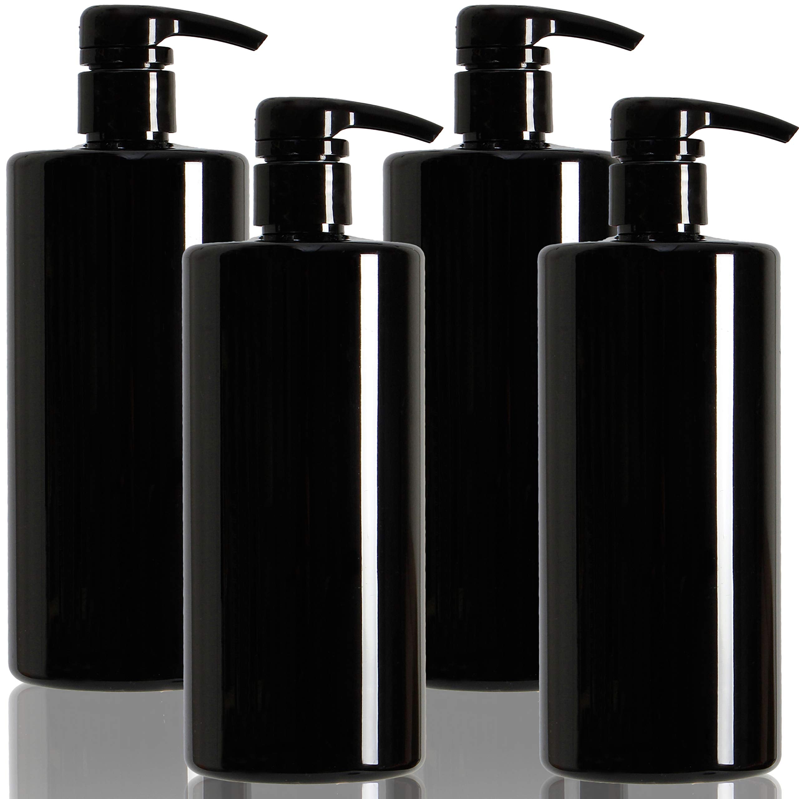 Youngever 4 Pack Pump Bottles for Shampoo, Empty Shampoo Pump Bottles, Plastic Cylinder with Lockdown-Leak Proof-Pumps