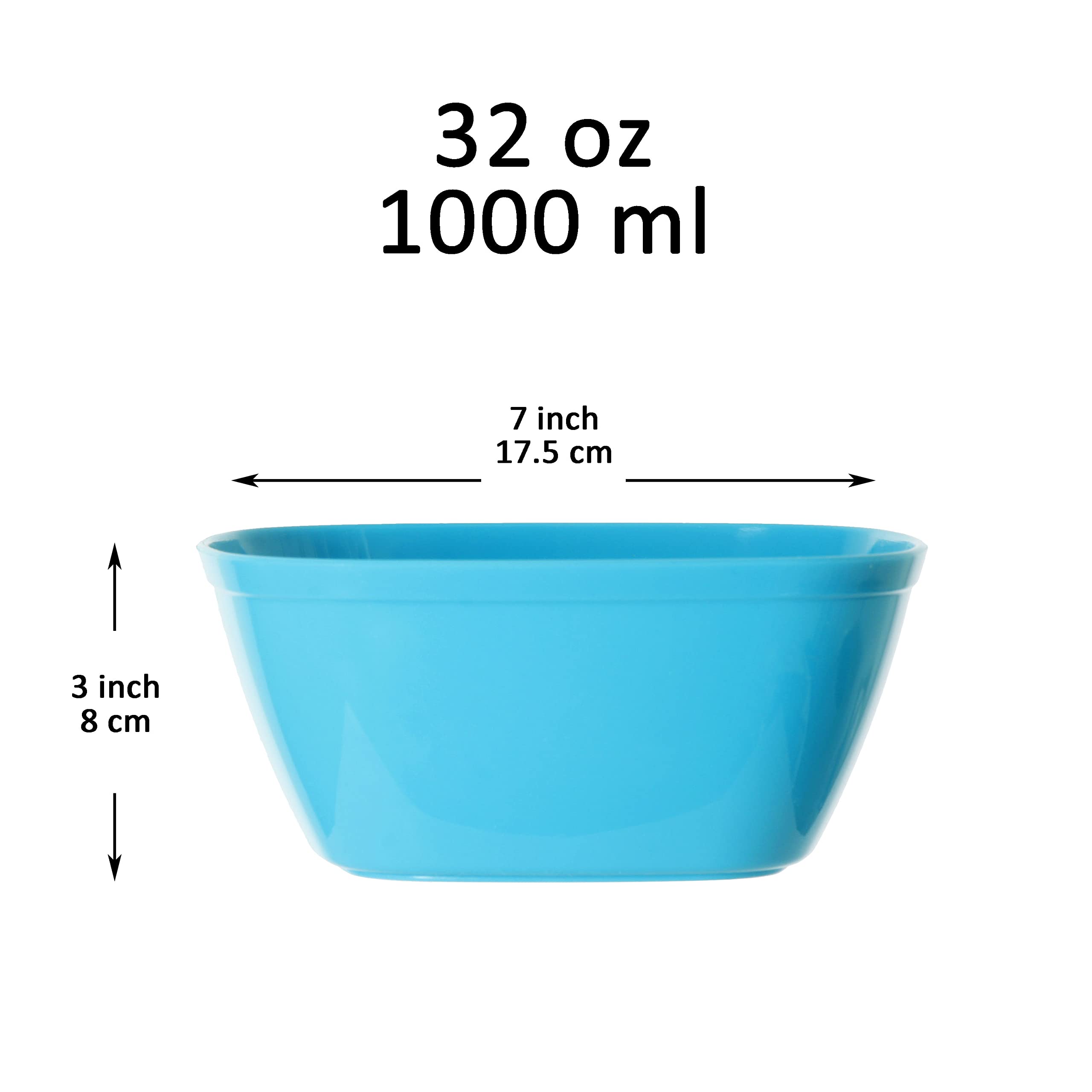 Youngever 9 Pack 32 Ounce Plastic Bowls, Large Cereal Bowls, Large Soup Bowls (Rainbow Color)