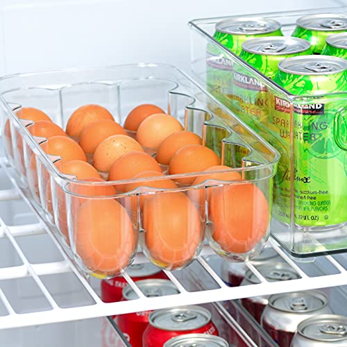 Youngever 2 Pack Stackable Plastic Egg Holders, Clear Fridge Organizer with Lids, 2 Sets 18 Eggs Trays