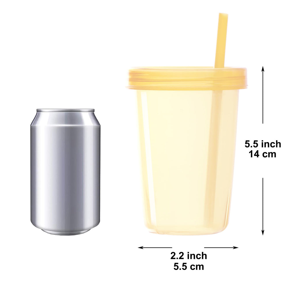 Youngever 9 Sets 16 Ounce Plastic Cups with Lids and Straws, Reusable Plastic Cups with Straws (Pink Colors)