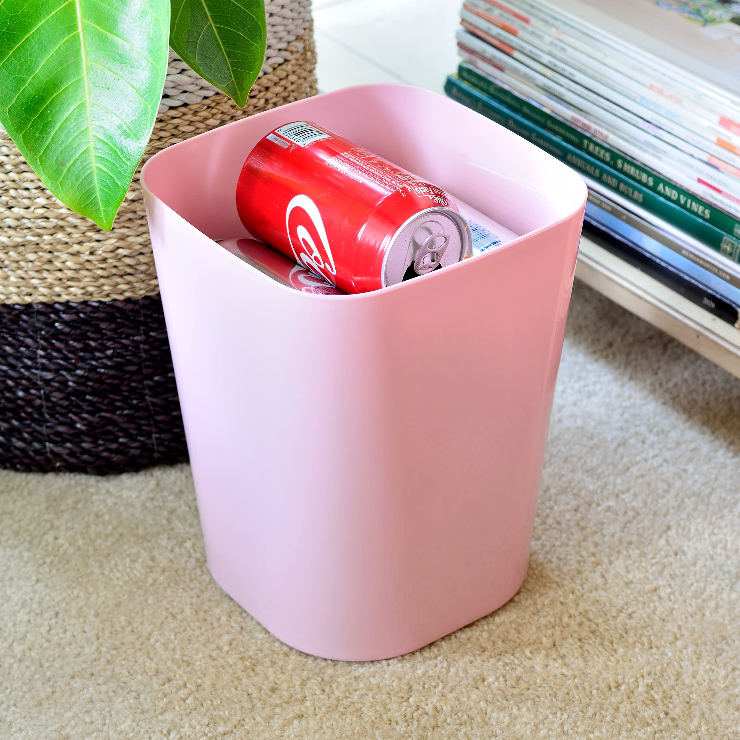 Youngever 2 Pack 1.5 Gallon Square Trash Can, Plastic Garbage Container Bin, Small Trash Bin for Home Office, Living Room, Study Room, Kitchen, Bathroom