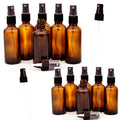 Youngever 12 Pack Empty Amber Glass Spray Bottles, 6 Pack 4 Ounce and 6 Pack 2 Ounce Refillable Containers for Essential Oils, Cleaning Products, Durable Black Trigger Sprayer Fine Mist and Stream