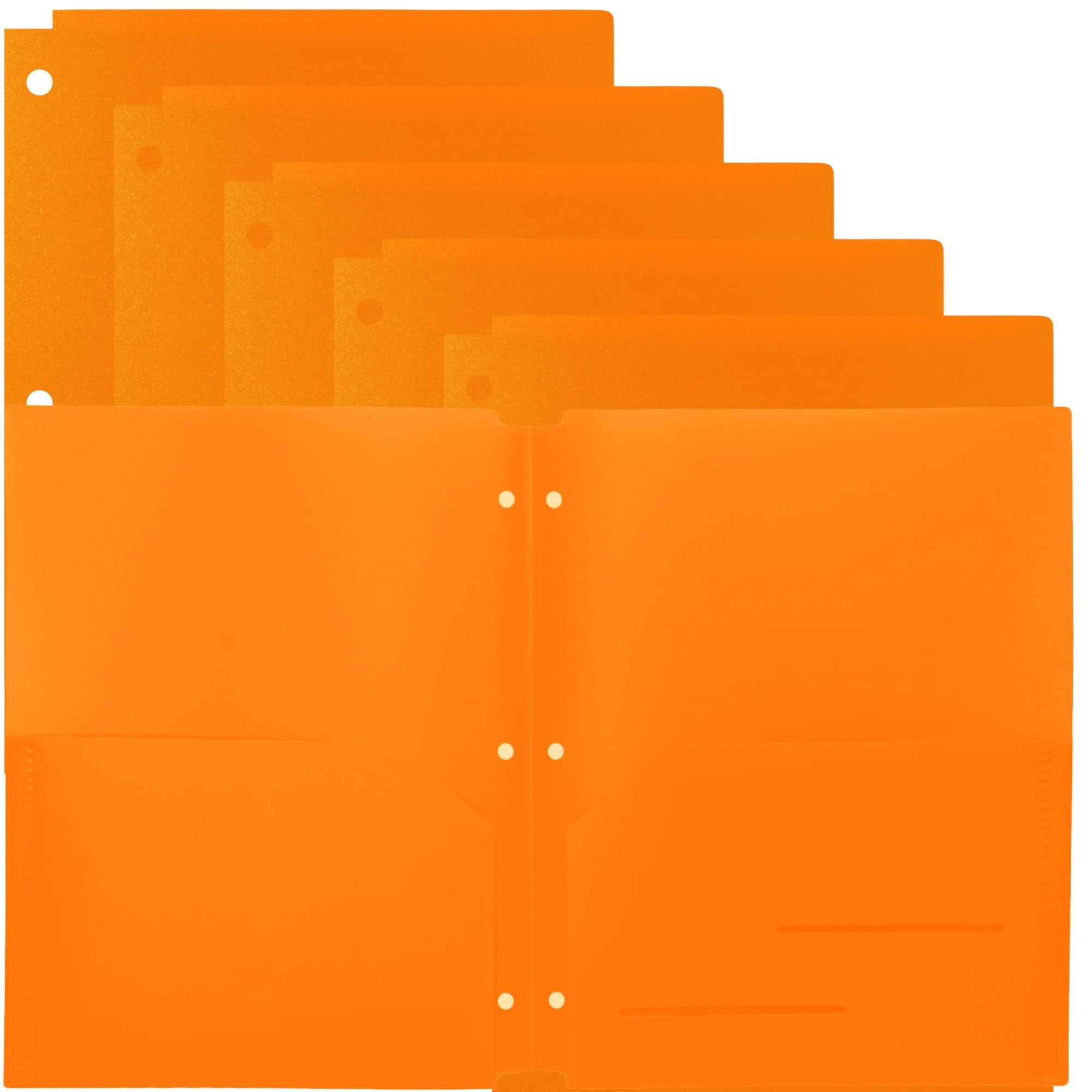 Youngever 6 Pack Heavy Duty Plastic Two Pocket Folders, Binder Dividers with Pocket, 3 Hole Punch Folder with Notches, Binder Folders
