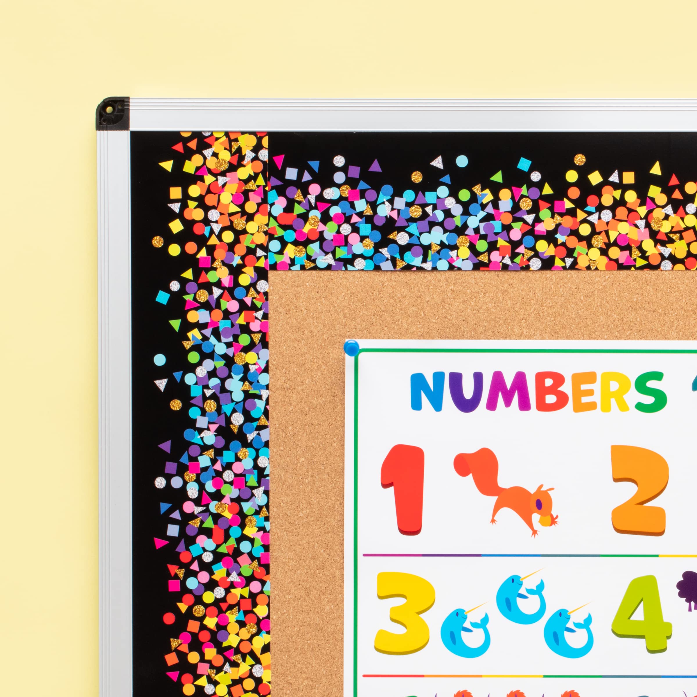 Youngever 52.5 ft Bulletin Board Borders Confetti Border for Classroom Decoration, Confetti on Black
