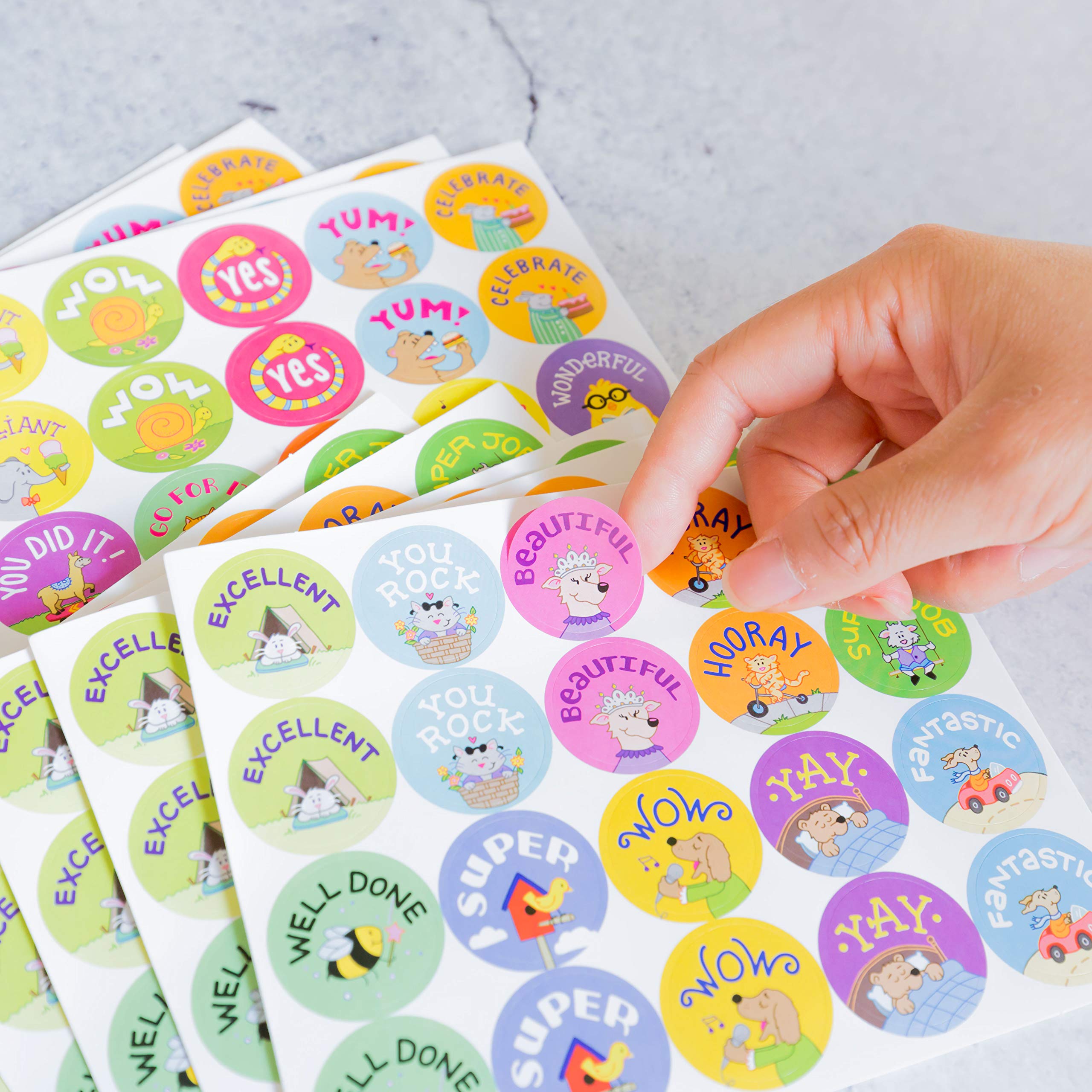 Youngever 2000 Pack Reward Stickers for Teachers in 20 Unique Designs, Animal Cartoon Motivational Stickers, Fun Motivational Stickers