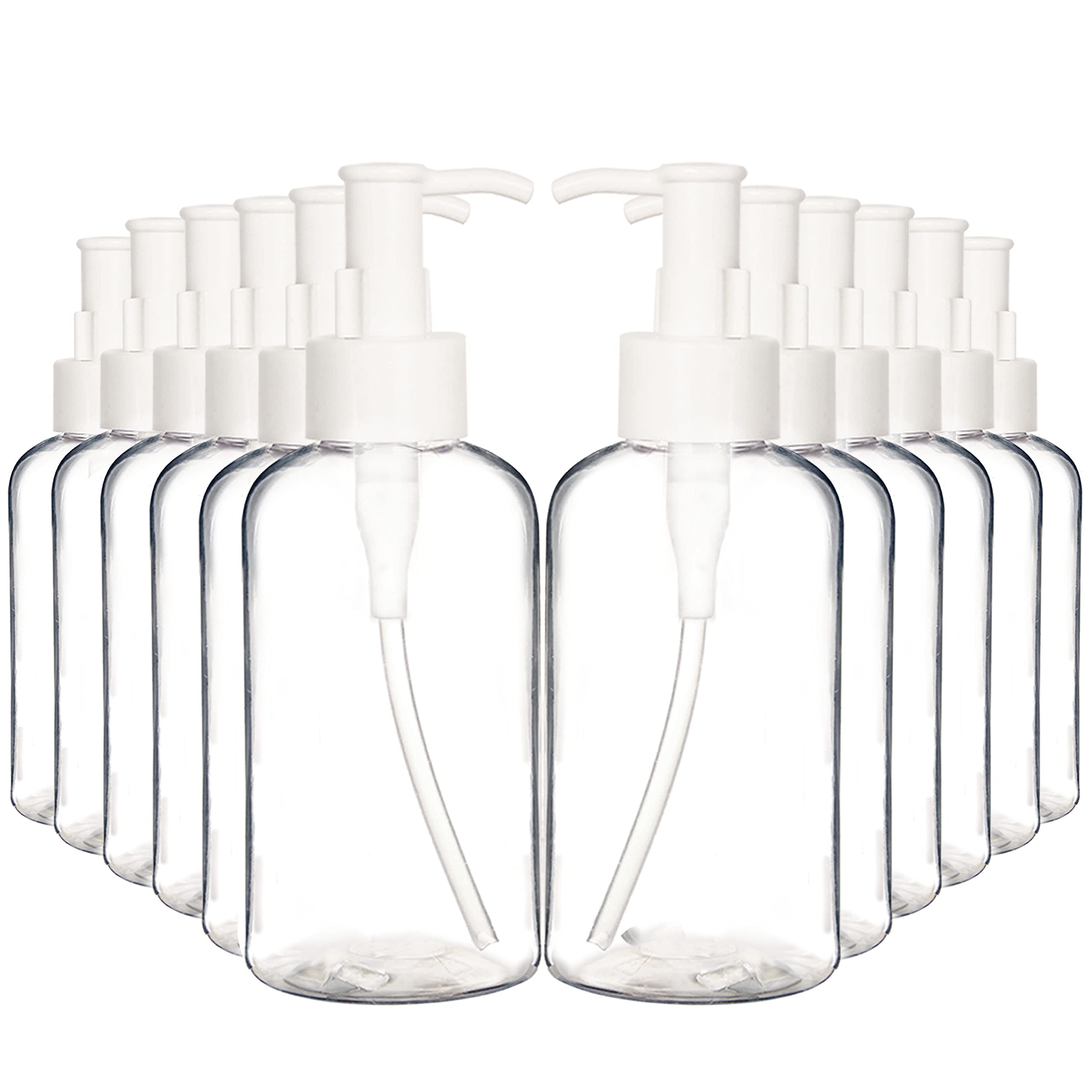 Youngever 12 Pack Plastic Pump Bottles, Refillable Plastic Pump Bottles with Travel Lock