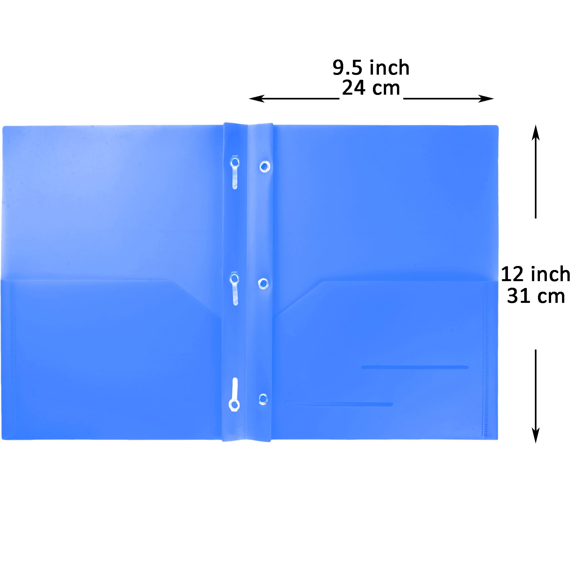 Youngever 6 Pack Heavy Duty Plastic Two Pocket Folders with 3 Prongs, Metal Prongs Fastener, Heavy Duty Plastic 2 Pocket Folder