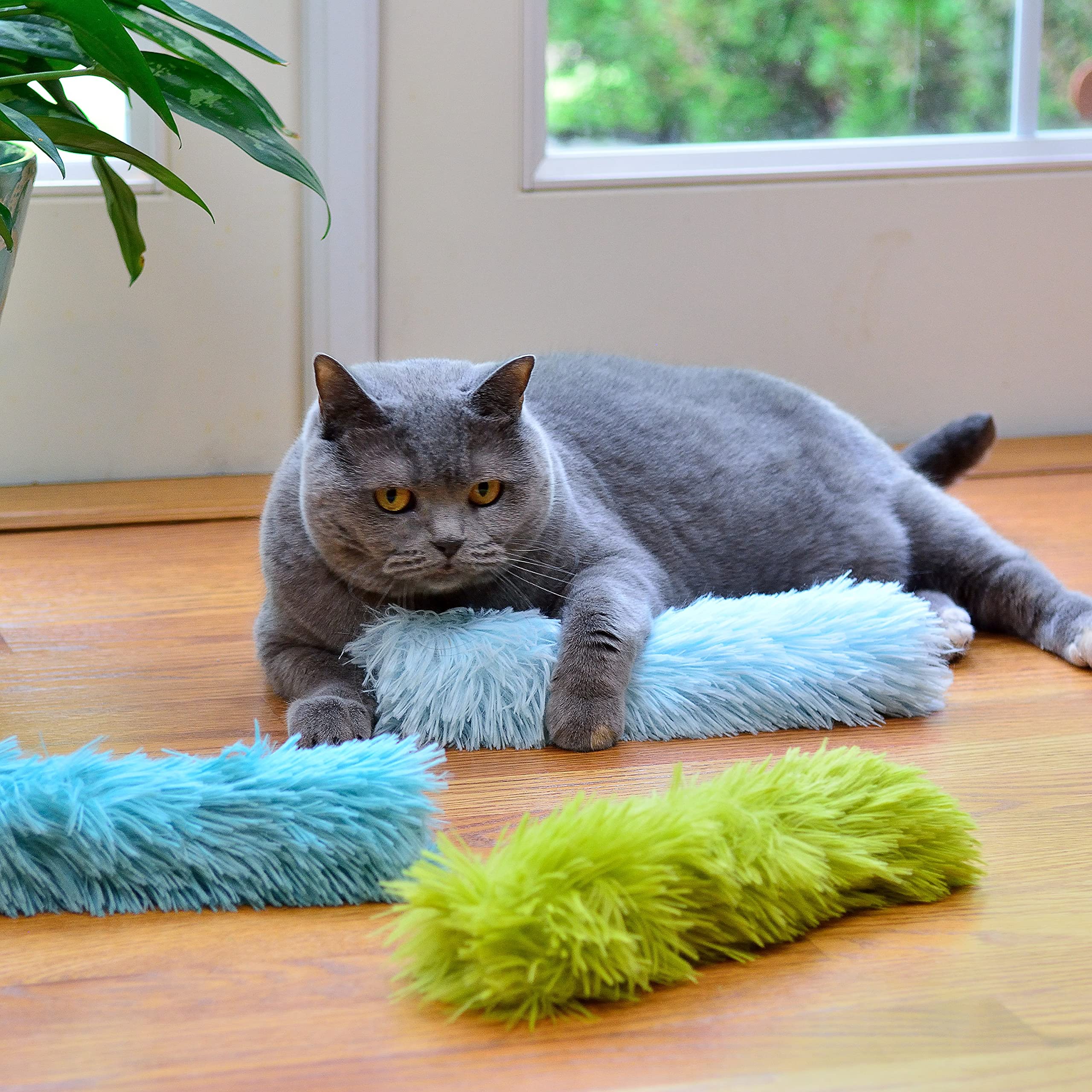 Youngever 3 Pack Cat Kicker Toys, Interactive Kitty Kick Stick for Cats, Puppies, and Kittens (Plush Fabric)