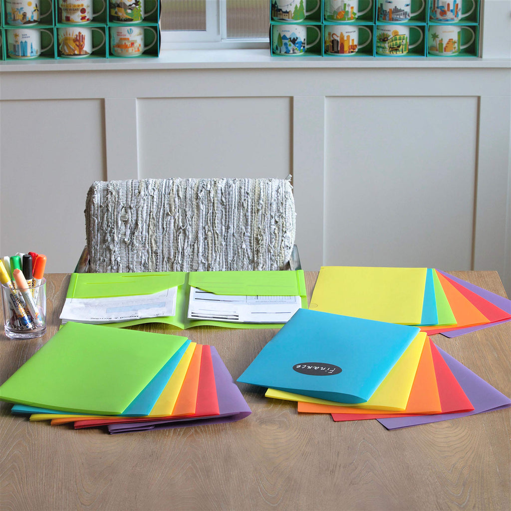 Youngever 12 Pack Plastic Pocket Folders - Heavy Duty Plastic 2 Pocket Folder, in 6 Colors