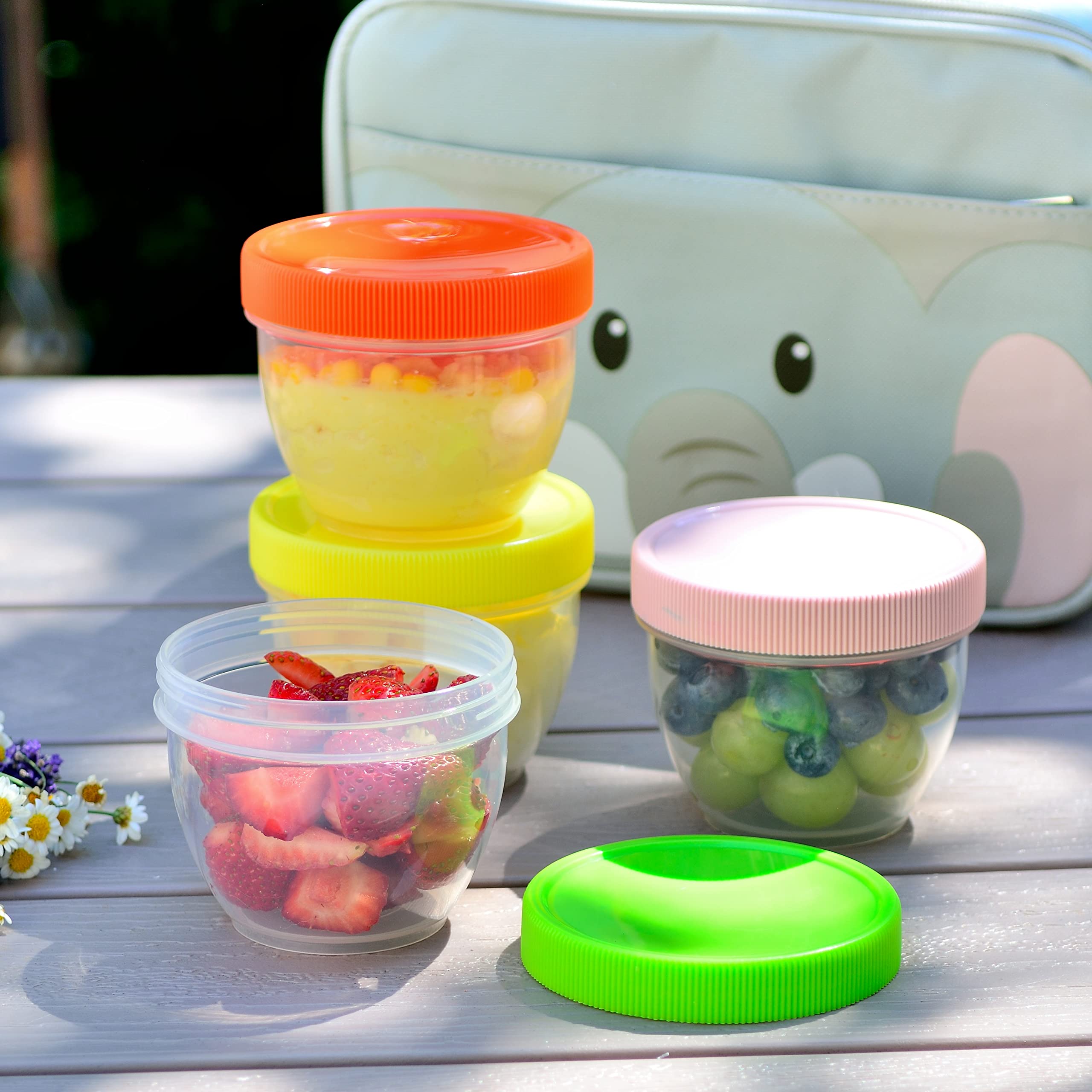 Youngever 18 Pack 1 Cup Small Food Containers with Lids, 8 Ounce Food Storage Containers, Condiment, and Sauce Containers with Lids Labels