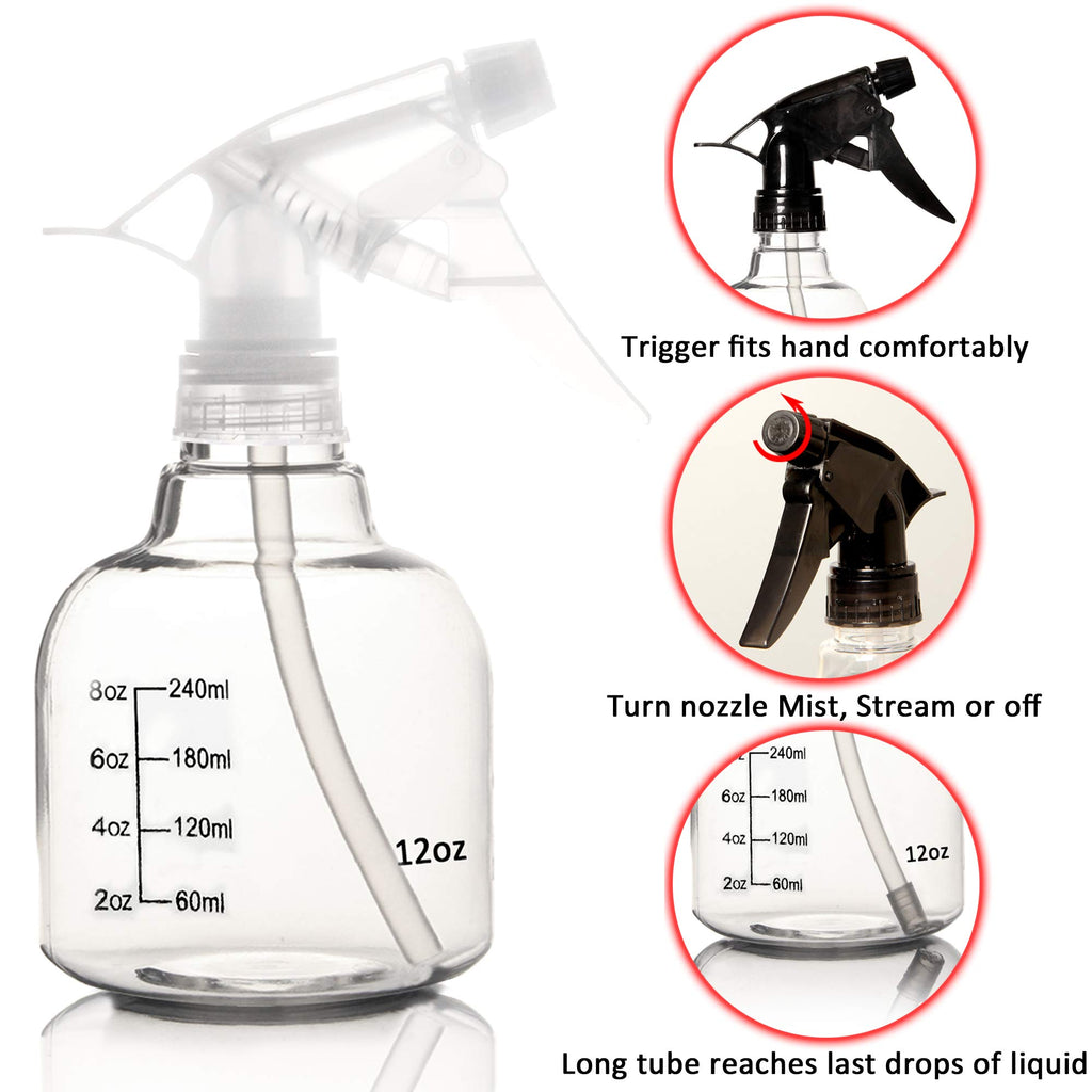 Youngever 6 Pack Empty Plastic Spray Bottles, Spray Bottles for Hair and Cleaning Solutions