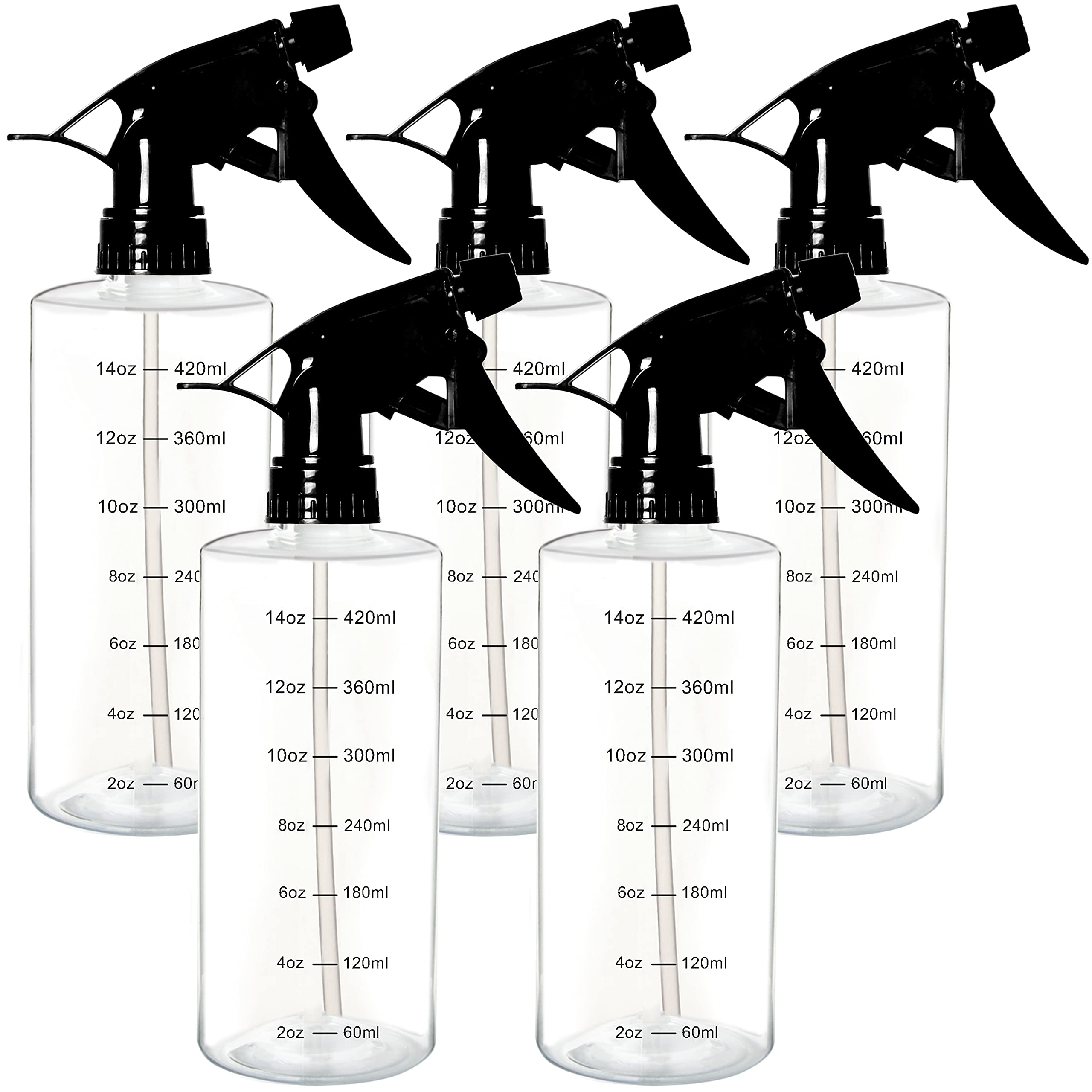 Youngever 5 Pack 16 Ounce Empty Plastic Spray Bottles, Spray Bottles for Hair and Cleaning Solutions
