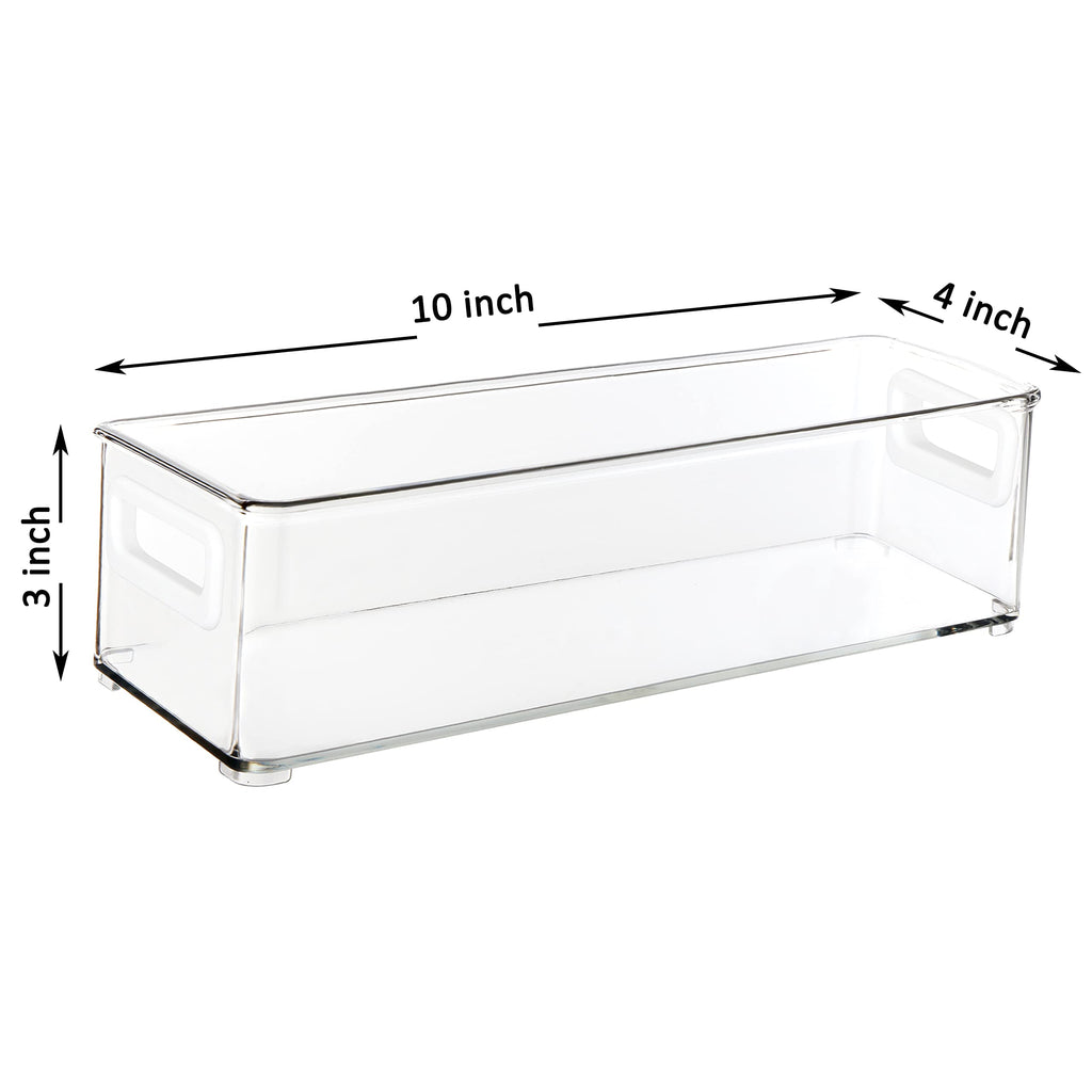 Youngever 4 Pack Stackable Plastic Storage Organizer Container Bins, Stackable Storage Bins with Handler for Refrigerator, Pantry