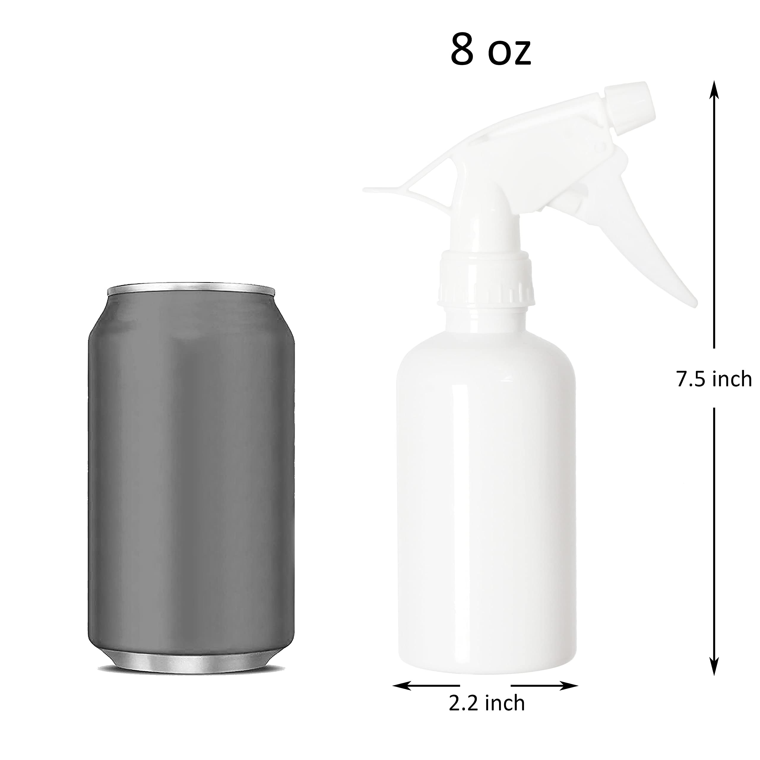 Youngever 6 Pack White Plastic Spray Bottles, Spray Bottles for Hair and Cleaning Solutions