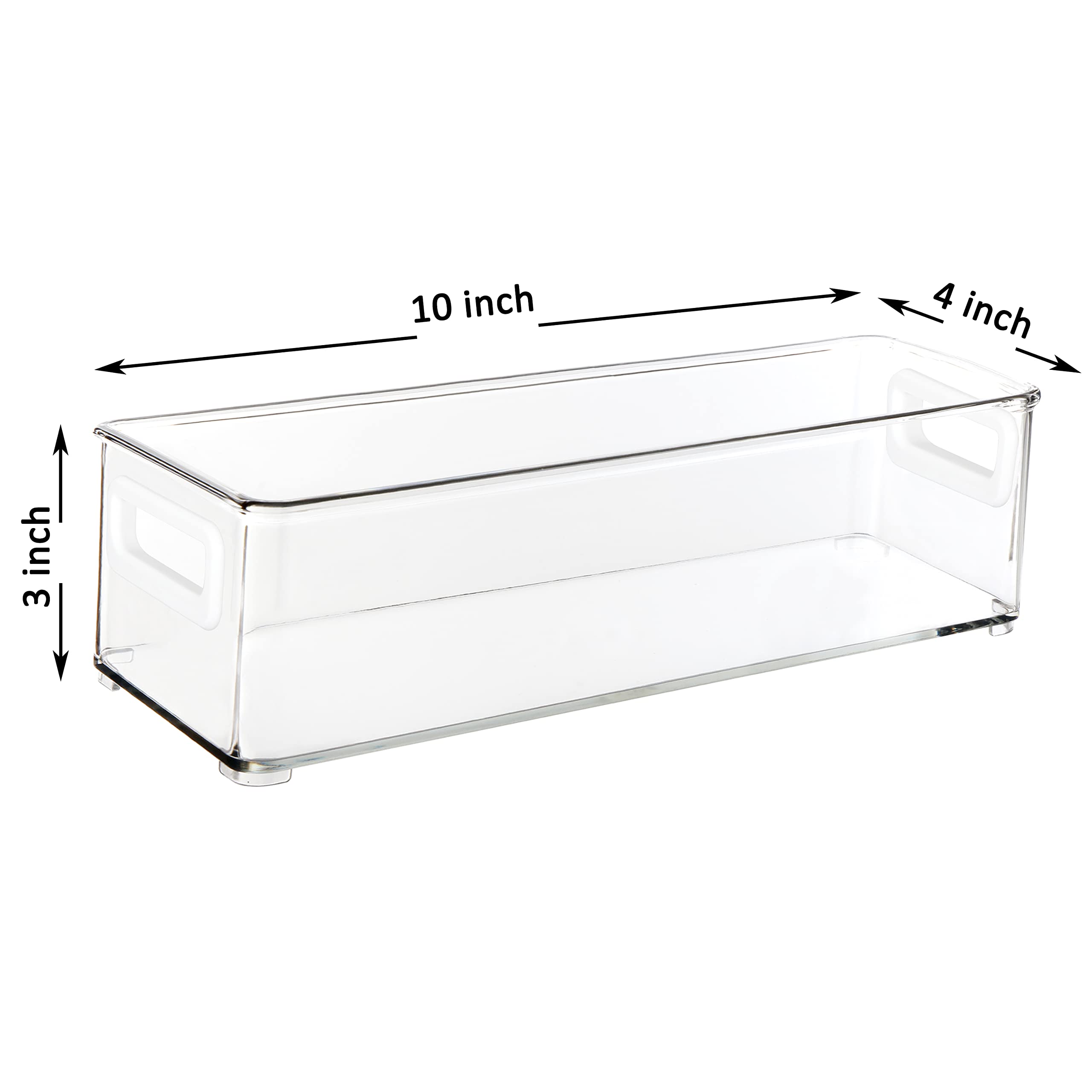 Youngever 4 Pack Stackable Plastic Storage Organizer Container Bins, Stackable Storage Bins with Handler for Refrigerator, Pantry