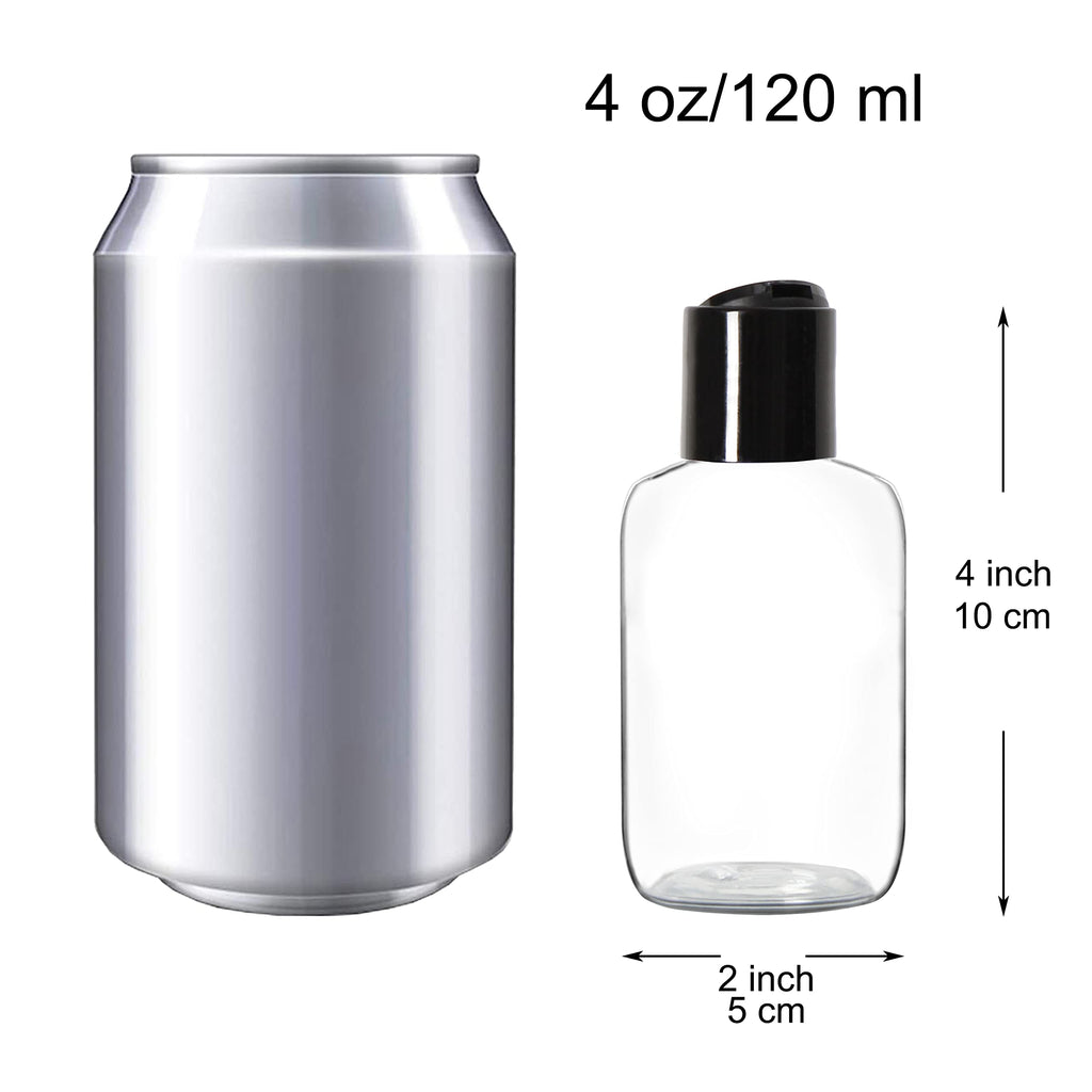 Youngever 12 Pack 4 Ounce Empty Squeeze Containers with Disc Cap, Plastic Bottles with Disc Top Flip Cap, Refillable Cosmetic Bottles, Squeeze Containers