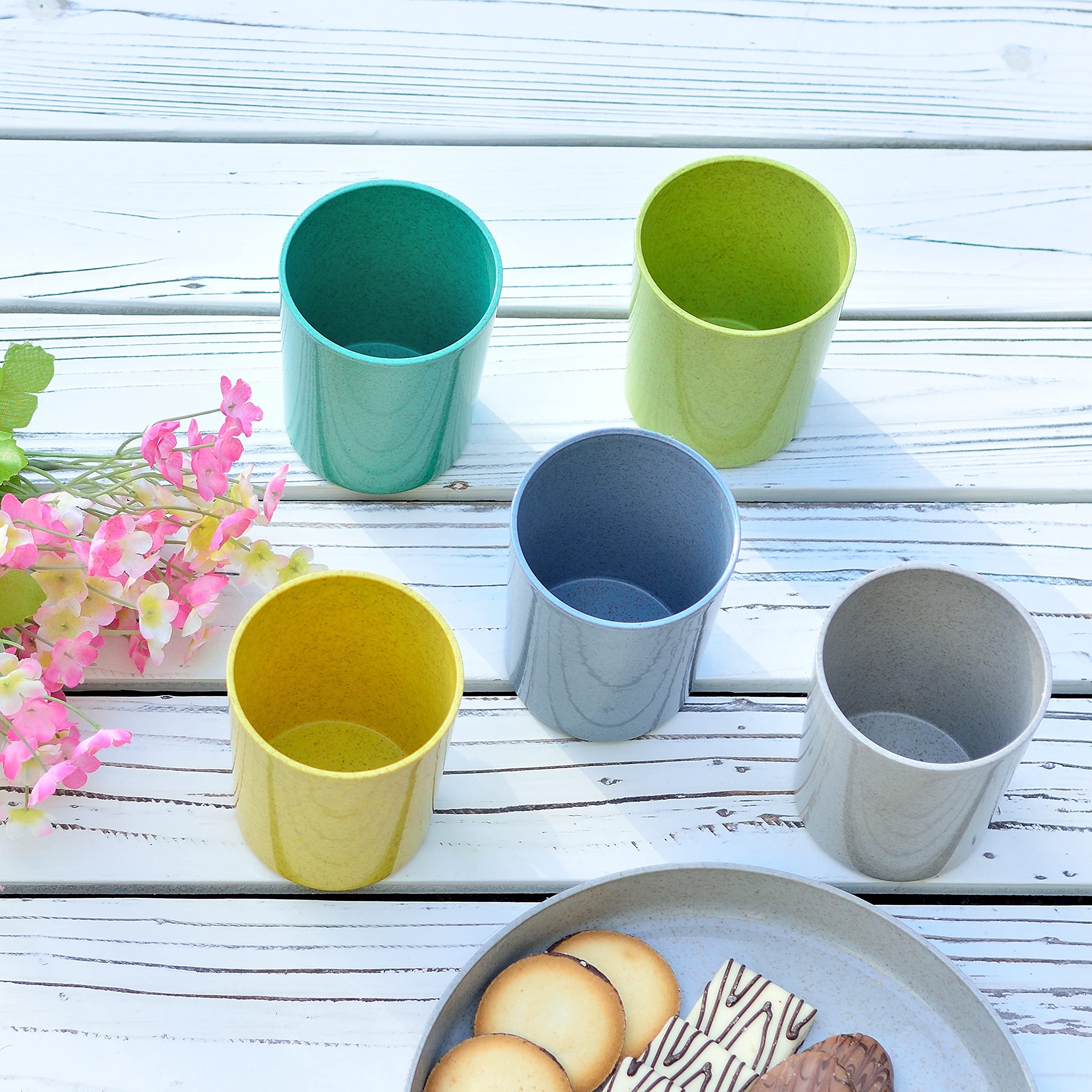 Youngever Bamboo Plastic Kids Dinnerware Set (5pcs Cups)