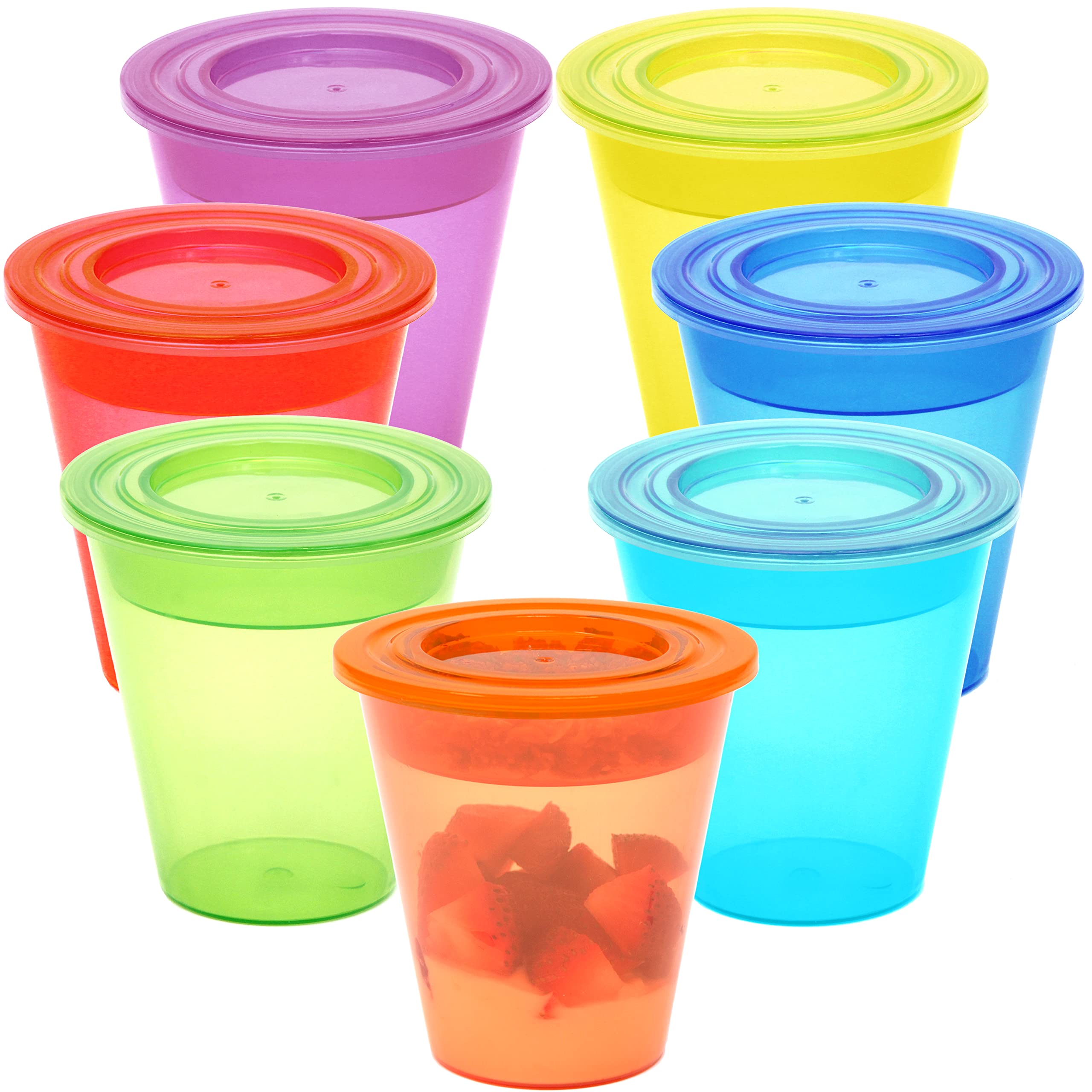 Youngever 7 Set Plastic Parfait Cups with Lids and Inserts, Spill and Leak Proof