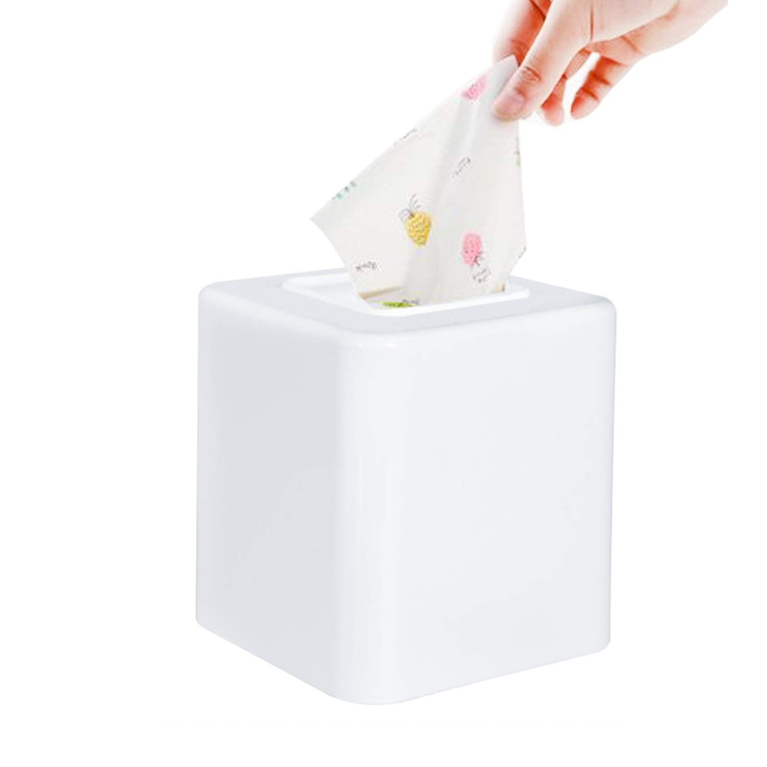 Youngever 2 Pack Tissue Box Covers, Plastic Square Tissue Box Holders, Square Napkin Box Holders