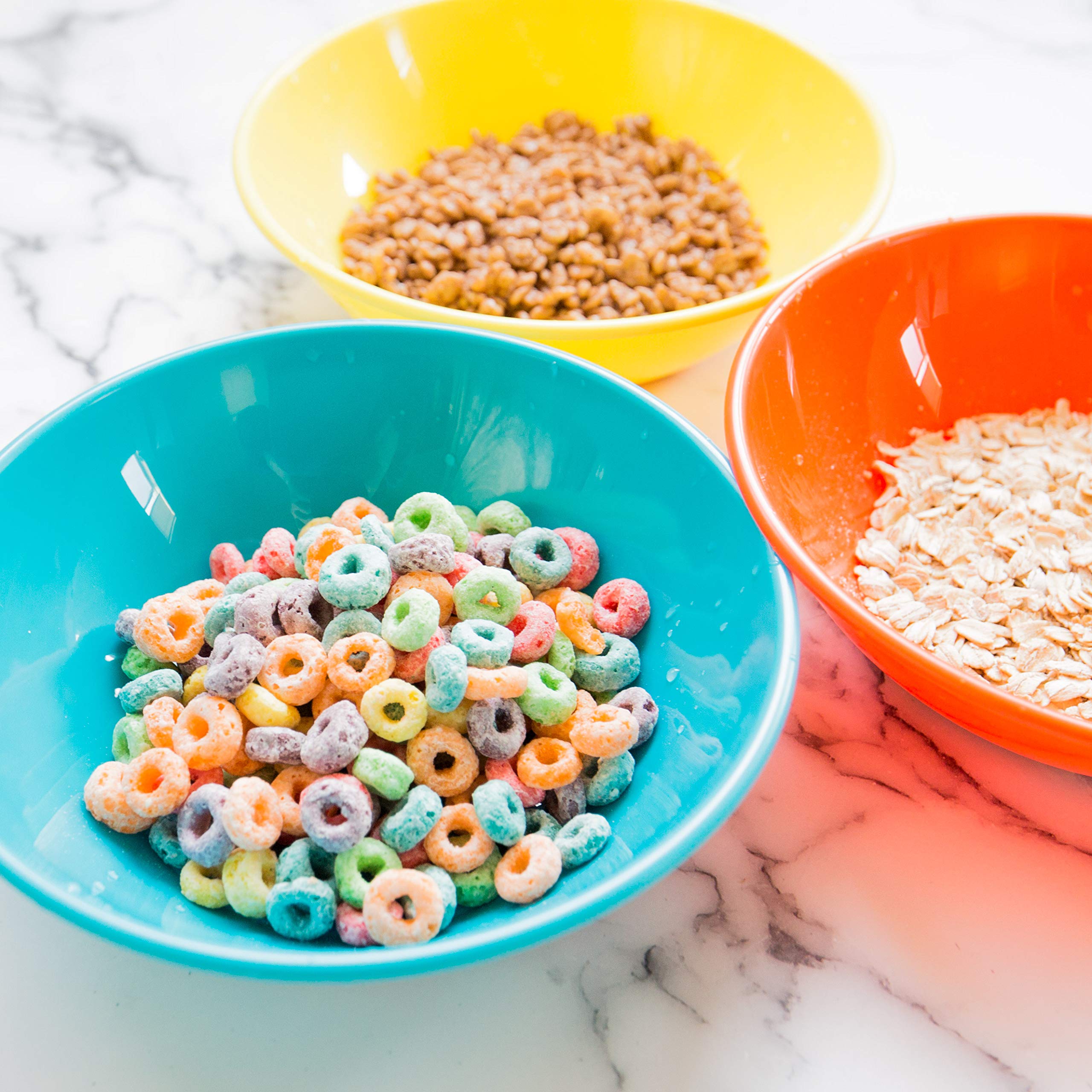 Youngever 28 Ounce Plastic Bowls, Large Cereal Bowls, for Cereal, Soup or Salad, Set of 9 in 9 Assorted Colors