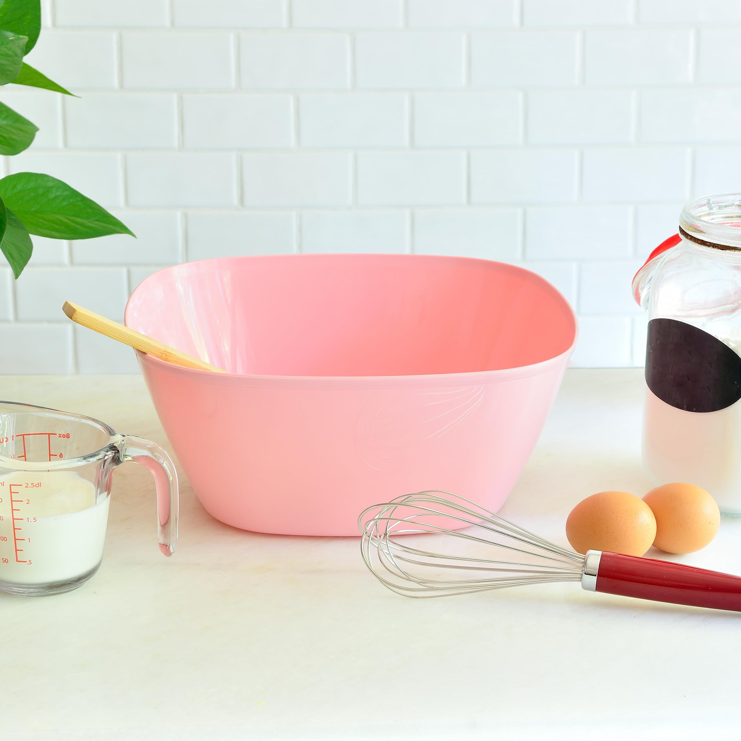 Youngever 9 Pack 120 Ounce Plastic Mixing and Serving Bowls, Square Popcorn Bowls, Salad Bowls, Chip and Dip Serving Bowls (Rainbow Color)