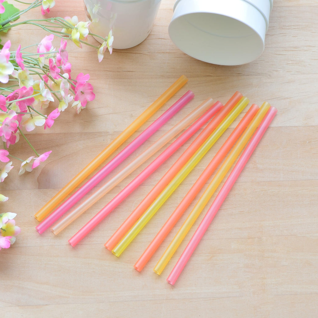 Youngever 9 Pack Reusable Plastic Straws, 7 inch Flexible Plastic Drinking Straws