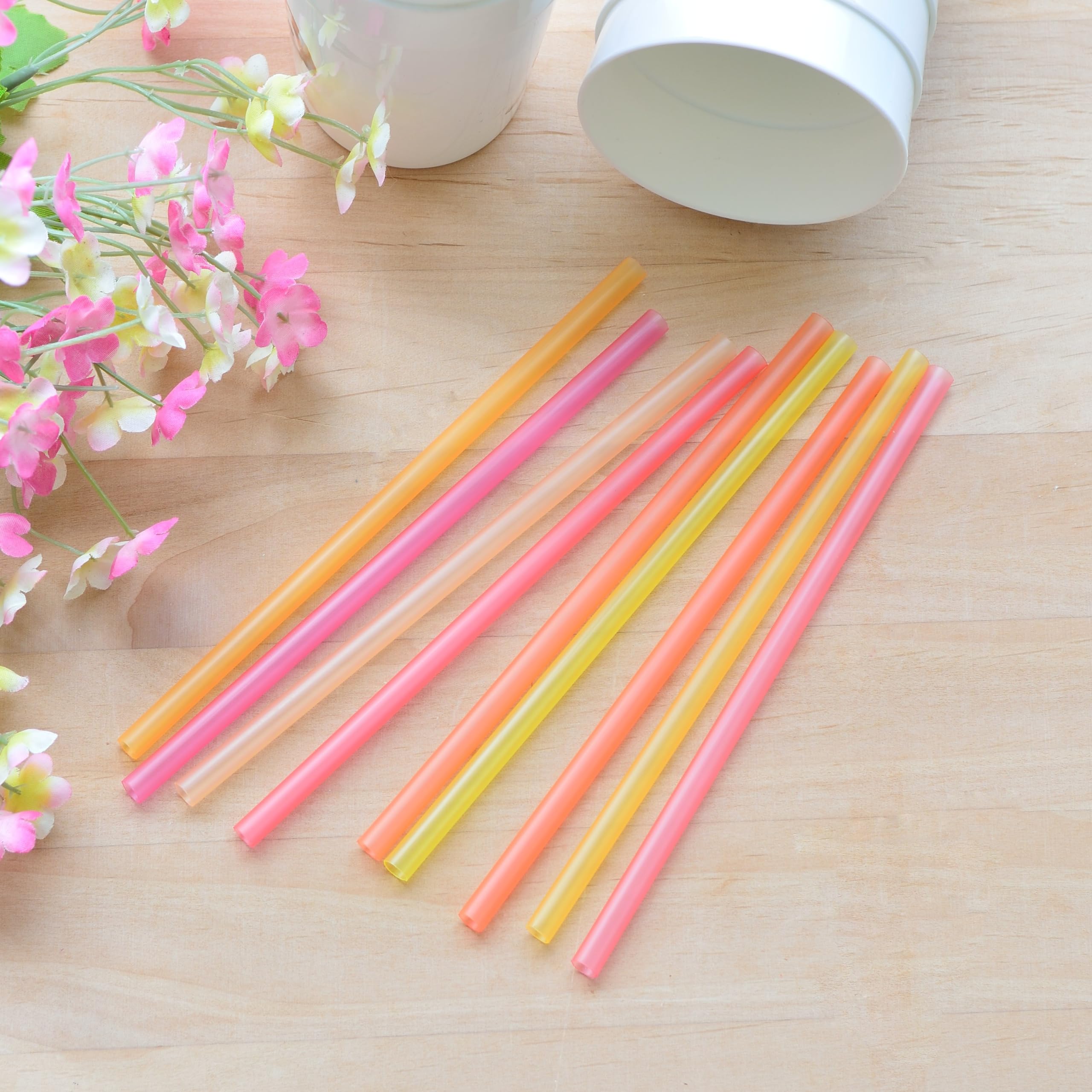 Youngever 9 Pack Reusable Plastic Straws, 7 inch Flexible Plastic Drinking Straws