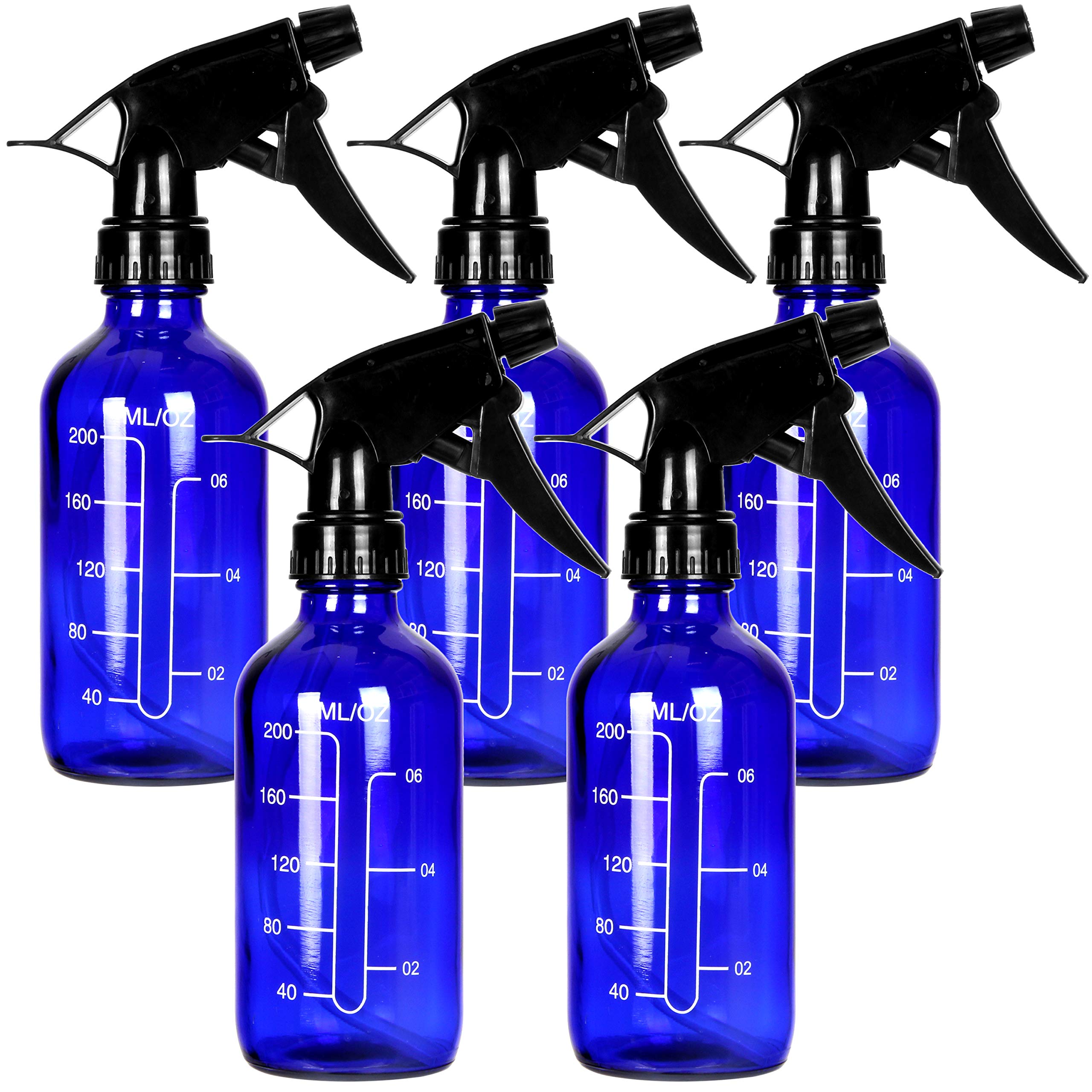 Youngever 5 Pack 8 Ounce Empty Glass Spray Bottles with Measurements, Spray Bottles for Hair and Cleaning Solutions