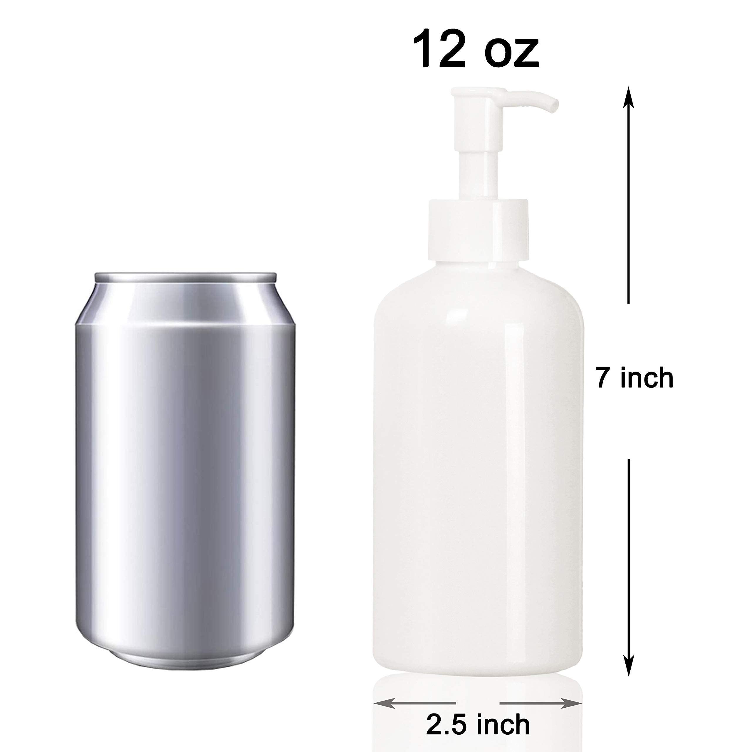 Youngever 6 Pack Plastic Pump Bottles 12 Ounce, Refillable Plastic Pump Bottles with Travel Lock