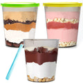 Youngever 3 Pack 35 Ounce Plastic Ice Cream Containers, Freezer Containers with Lids for Ice Cream and Gelato, 2 Pints, 1 Quart Containers
