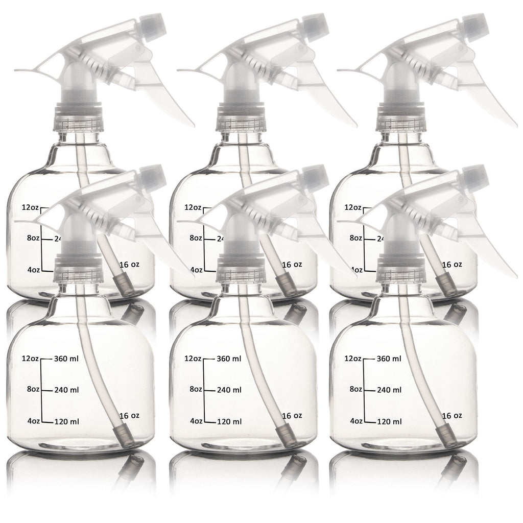 Youngever 6 Pack 16 Ounce Empty Plastic Spray Bottles, Spray Bottles for Hair and Cleaning Solutions