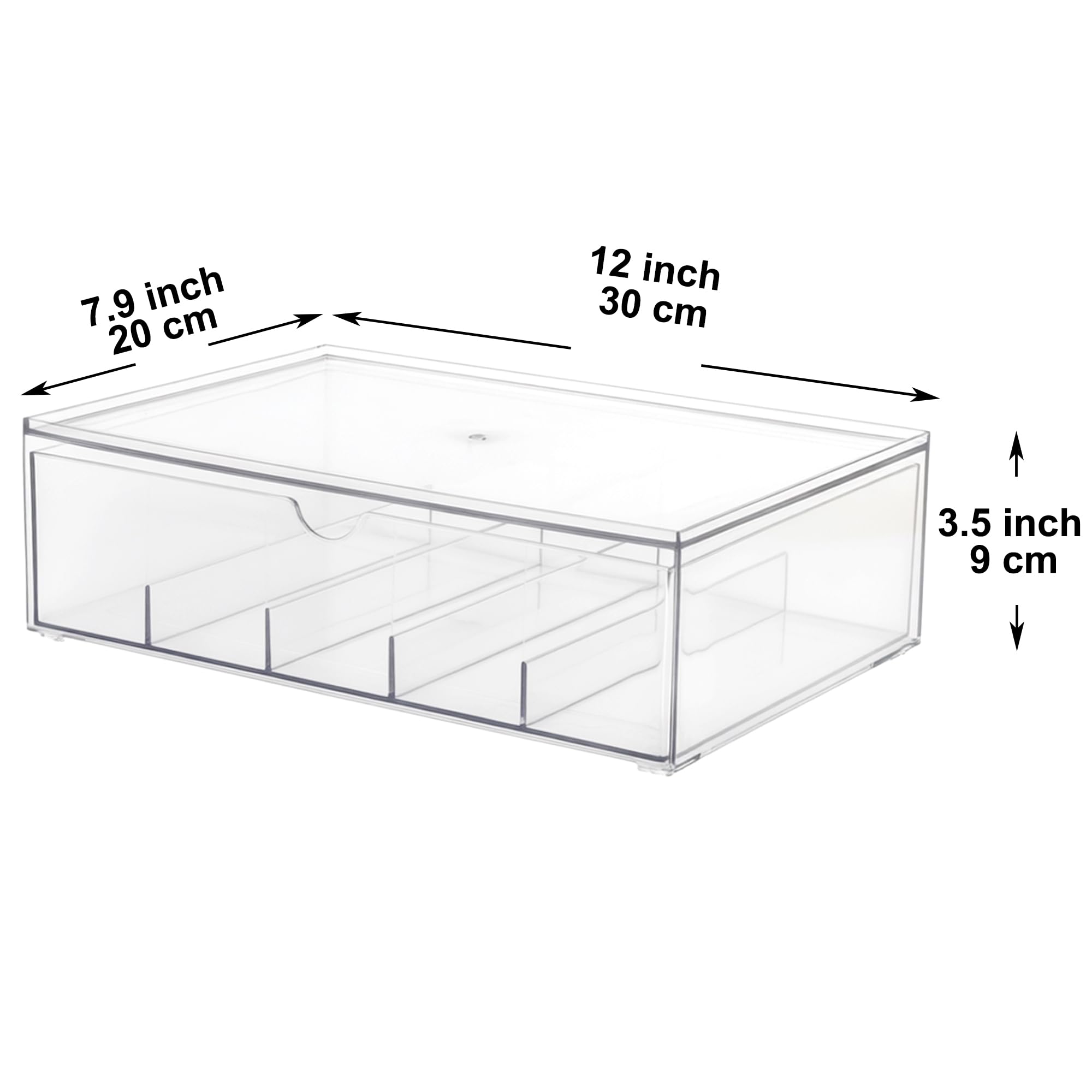 Youngever 2 Pack Sunglasses Organizer Box, Stackable Sunglasses Storage Case, 5 Divided Sections Eyewear Organizer (12" x 8" x 3.5")