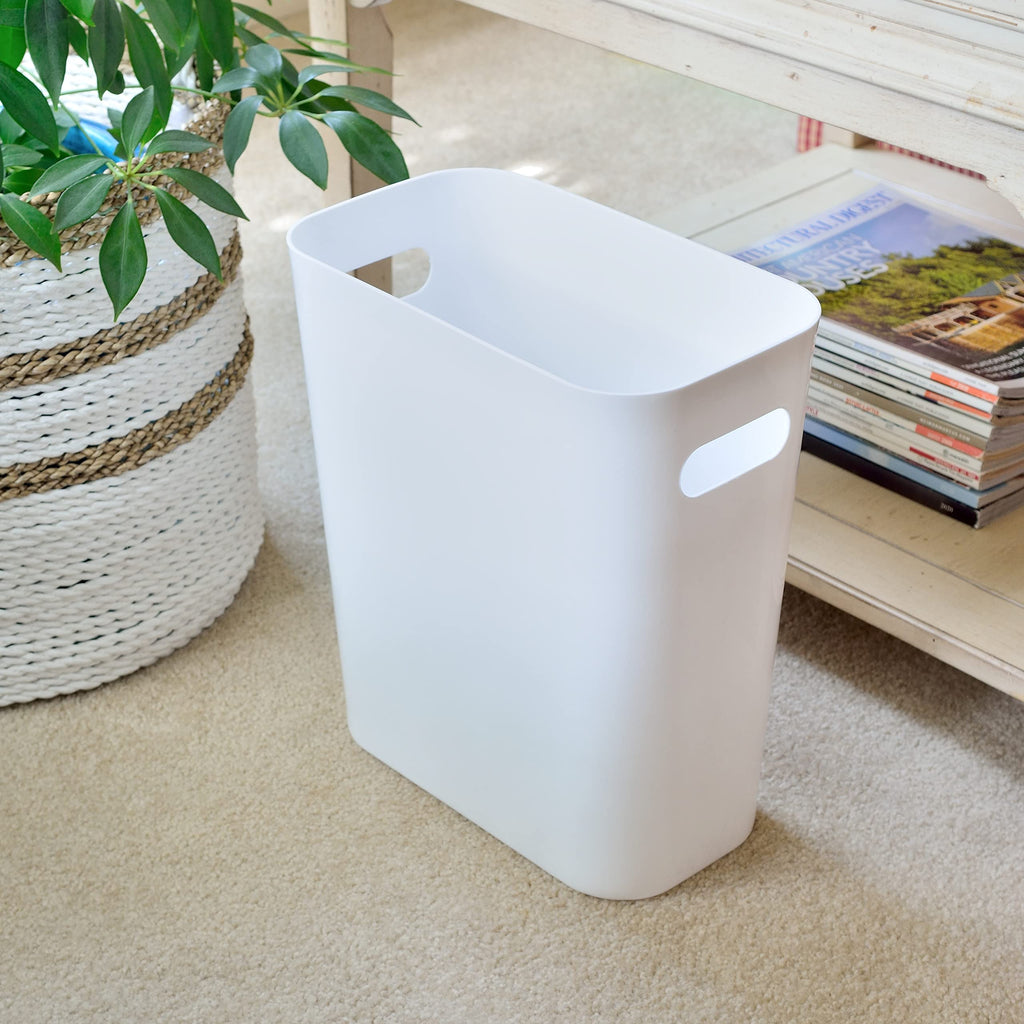 Youngever 1 Pack 3 Gallon Slim Trash Can, Plastic Garbage Container Bin, Trash Bin with Handles for Home Office, Living Room, Study Room, Kitchen, Bathroom