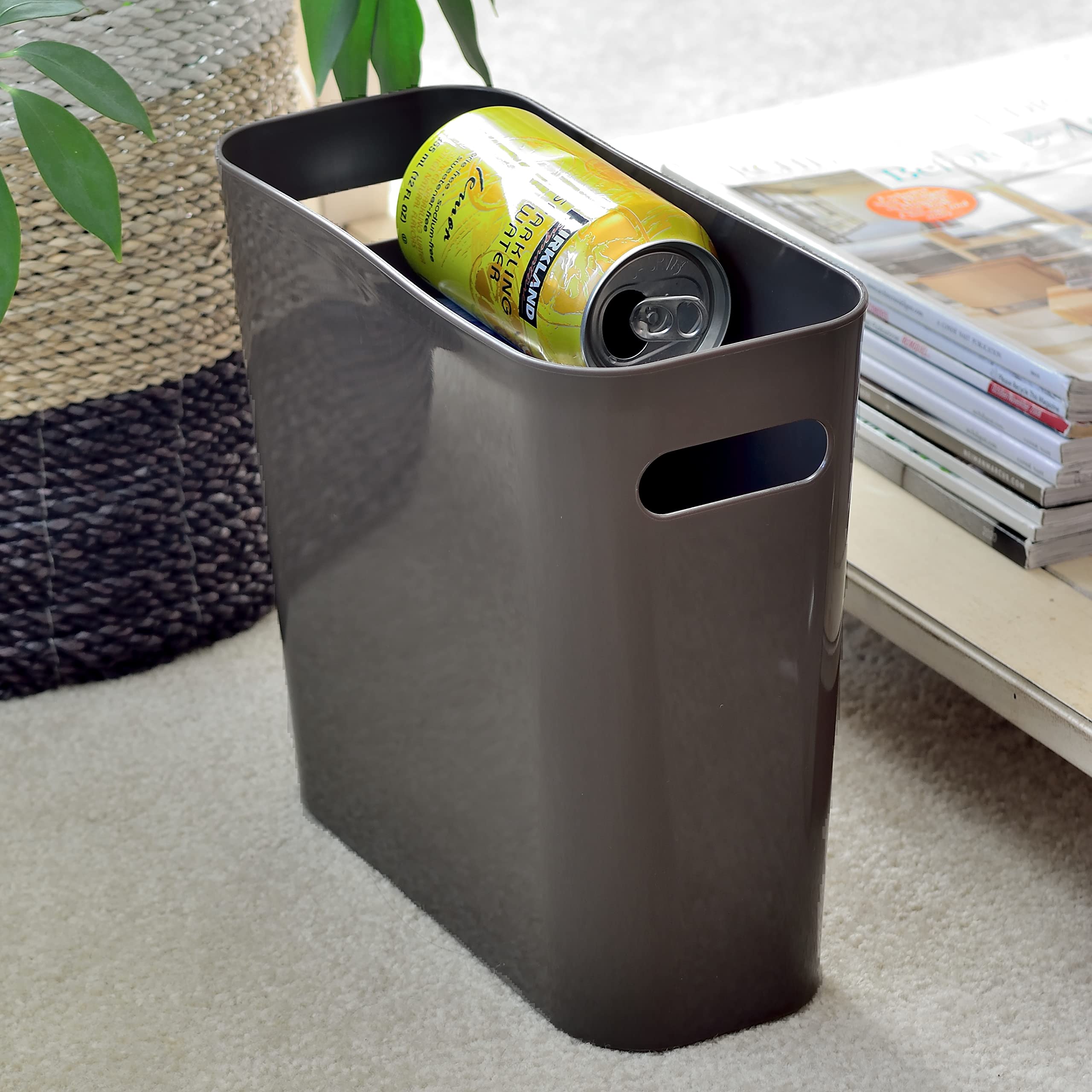 Youngever 1.5 Gallon Slim Trash Can, Plastic Garbage Container Bin, Small Trash Bin with Handles for Home Office, Living Room, Study Room, Kitchen, Bathroom