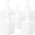 Youngever 5 Pack Plastic Pump Bottles, White Refillable Plastic Pump Bottles with Travel Lock