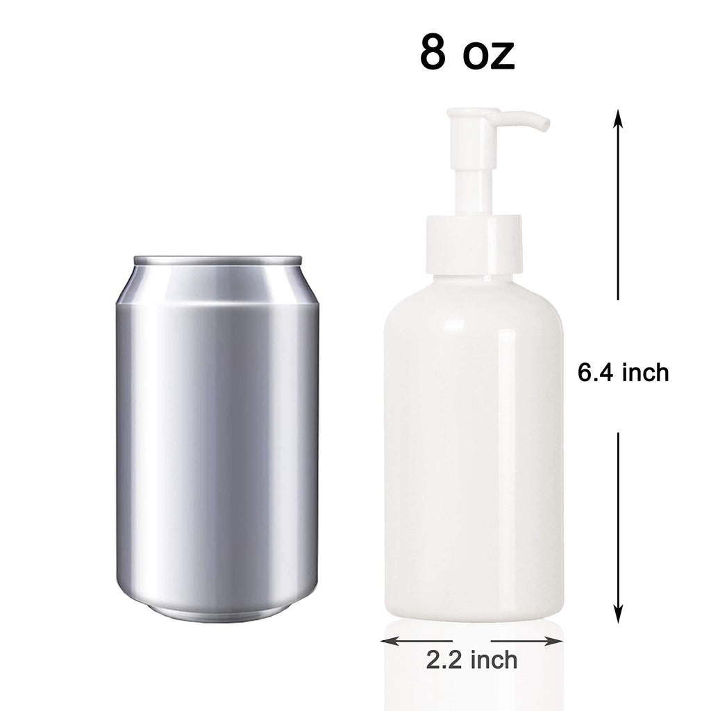 Youngever 6 Pack Plastic Pump Bottles 8 Ounce, Refillable Plastic Pump Bottles with Travel Lock