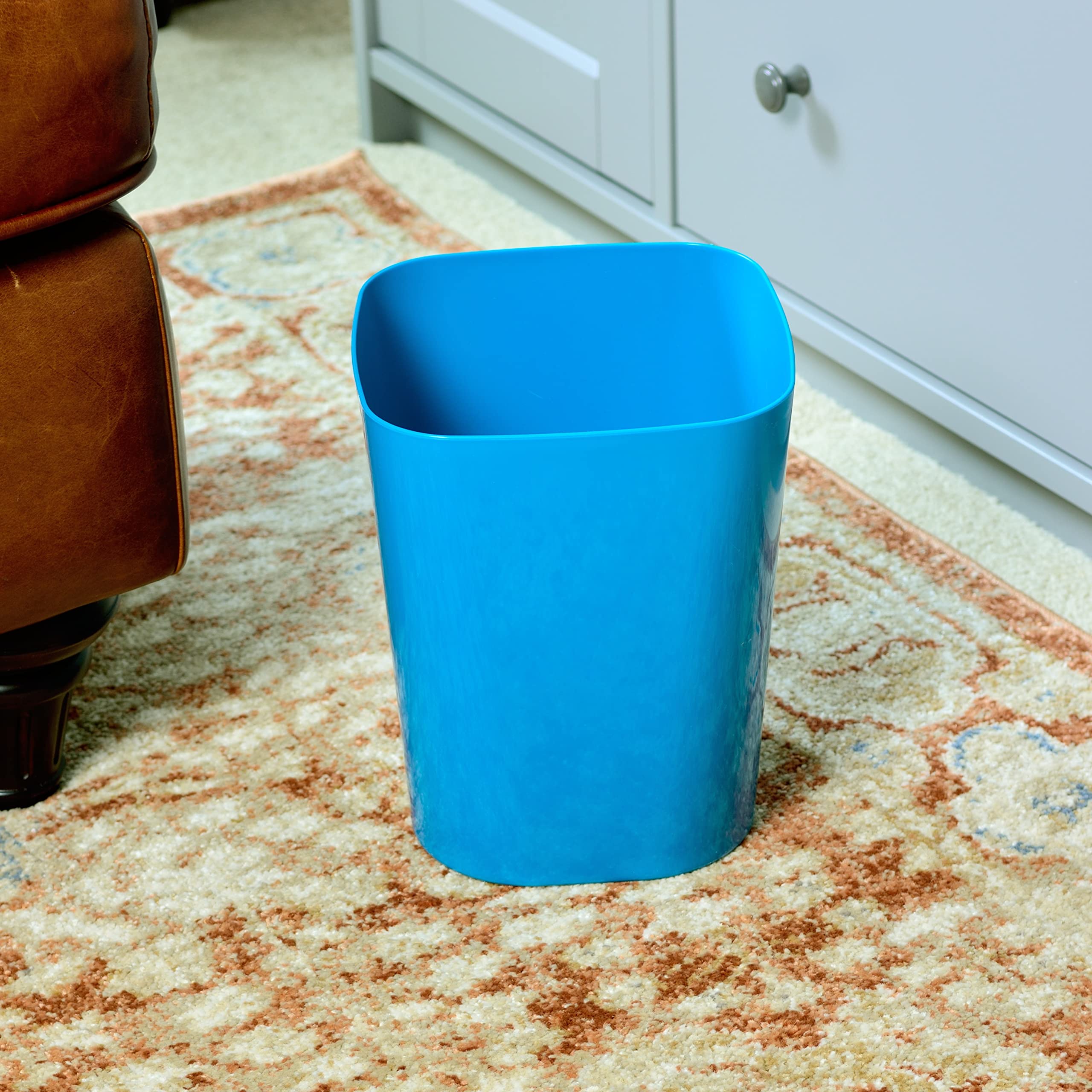 Youngever 2 Pack 1.5 Gallon Square Trash Can, Plastic Garbage Container Bin, Small Trash Bin for Home Office, Living Room, Study Room, Kitchen, Bathroom