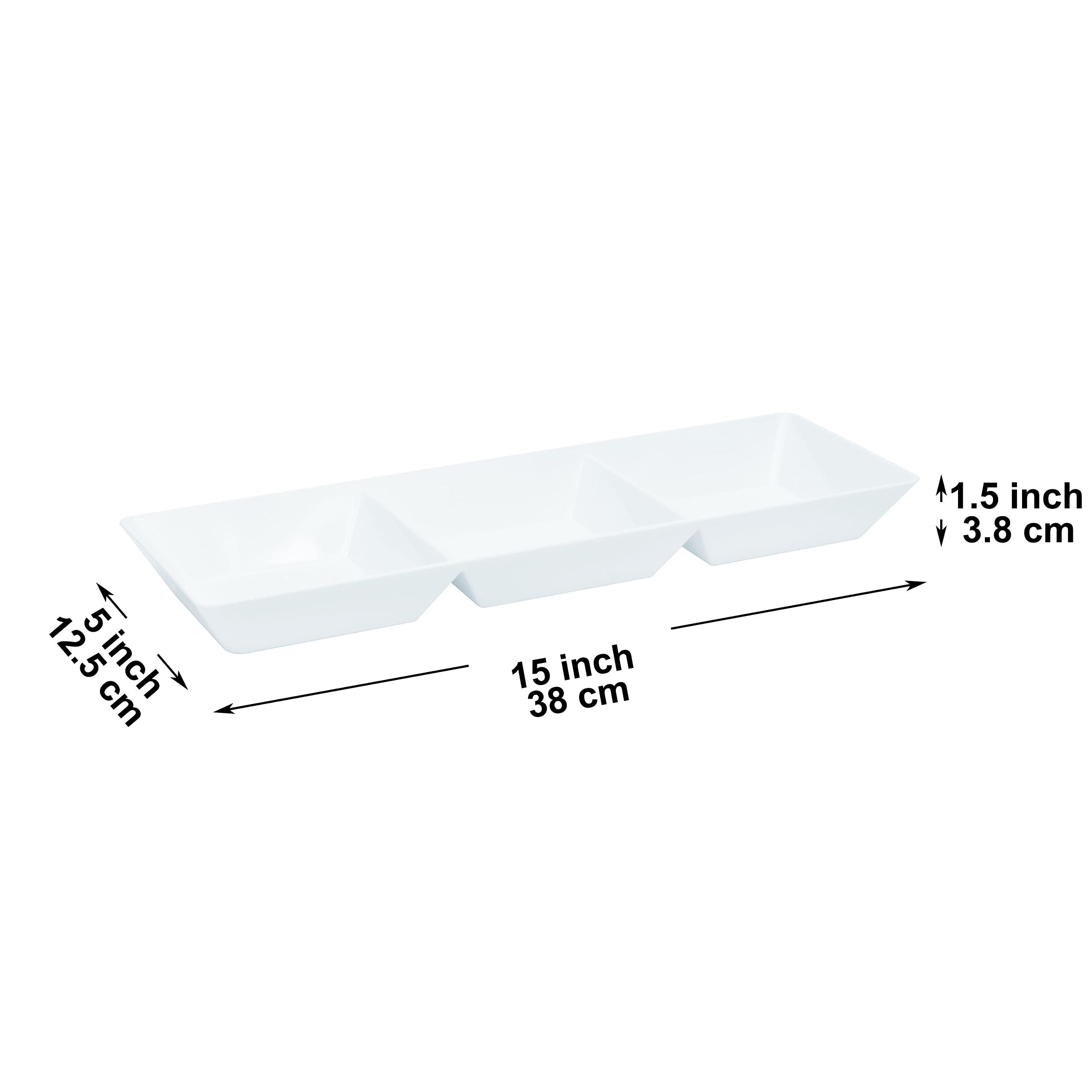 Youngever 4 Pack Stackable Serving Trays, Compartment Plastic Serving Trays, Serving Platters for Party, 15 inch x 5 inch (White)