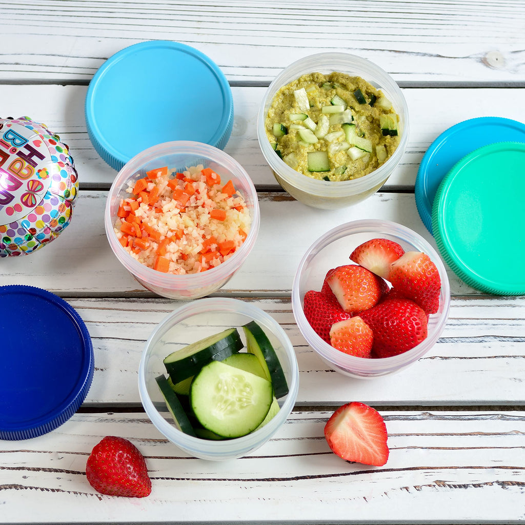 Youngever 18 Pack 1 Cup Small Food Containers with Lids, 8 Ounce Food Storage Containers, Condiment, and Sauce Containers with Lids Labels