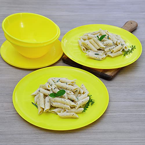 Youngever 18 Pieces Plastic Kitchen Dinnerware Set, Plates (8 Inch & 10 Inch), Bowls (32OZ), Service for 6