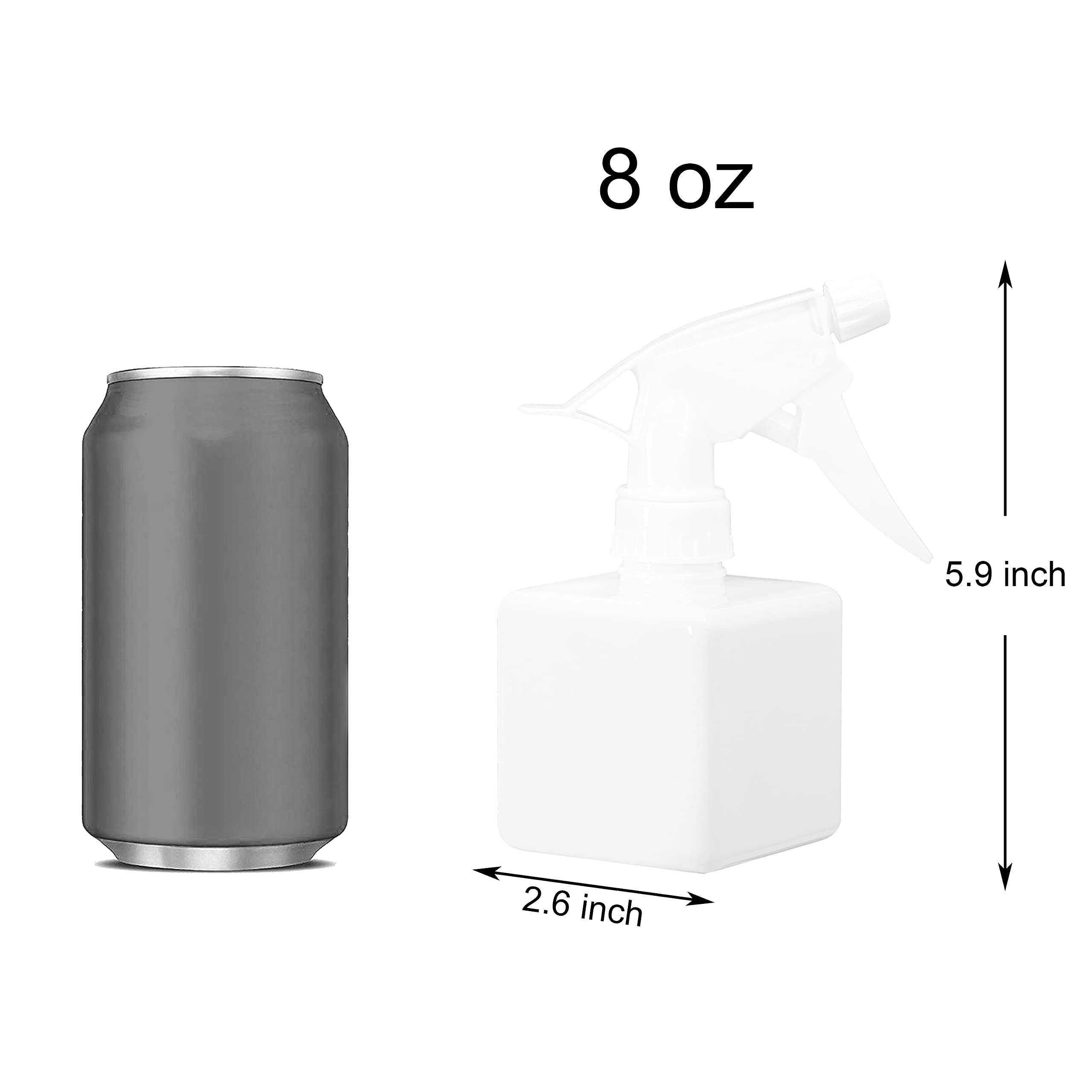 Youngever 5 Pack Empty Plastic Spray Bottles, White Square Spray Bottles for Hair and Cleaning Solutions