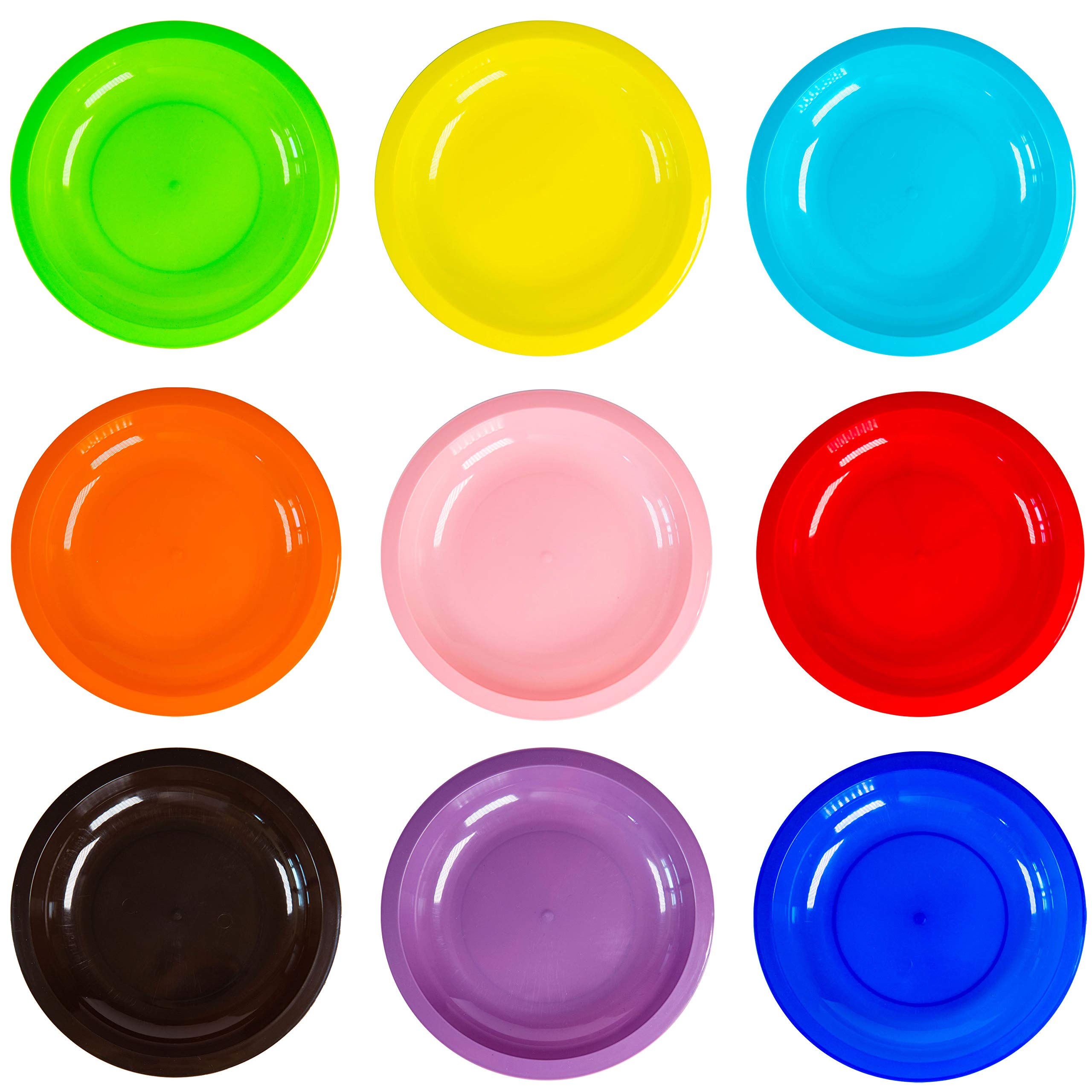 Youngever 9 Pack 20cm Small Plastic Plates, Kids Plates, Re-usable Toddler Plates, Snack Plates, Microwave Safe, Dishwasher Safe, Set of 9