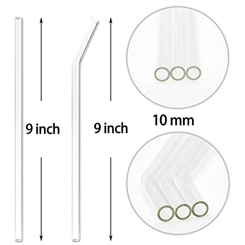 Youngever Reusable Glass Straws Assortment, 9 inches, Eco Friendly with Brush