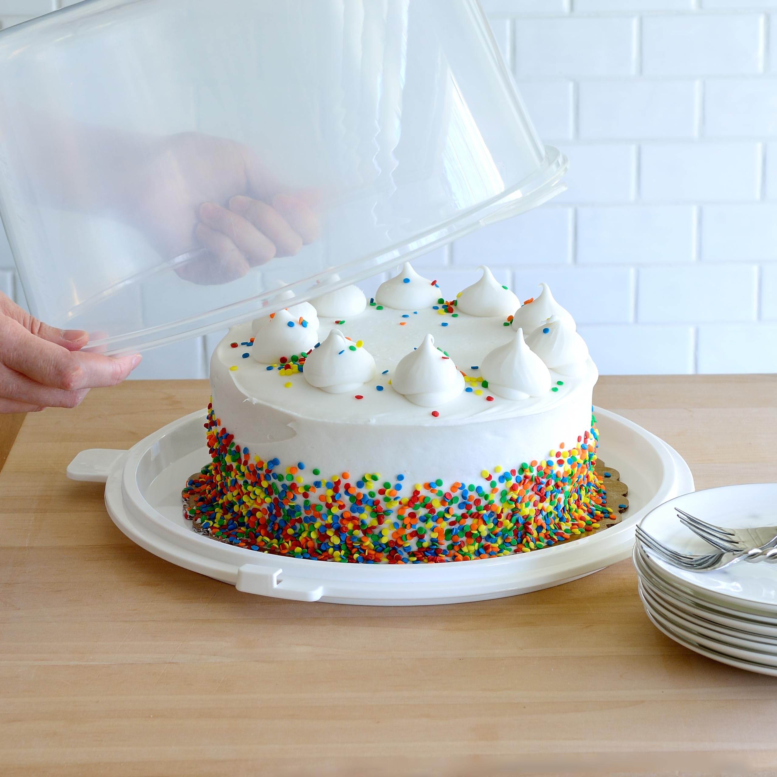Youngever Plastic Cake Carrier, Clear Cake Container, 12 Inch Cake Carrier with Lid, Cake Storage, Cake Keeper