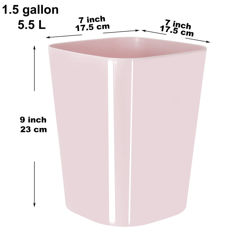 Youngever 2 Pack 1.5 Gallon Square Trash Can, Plastic Garbage Container Bin, Small Trash Bin for Home Office, Living Room, Study Room, Kitchen, Bathroom