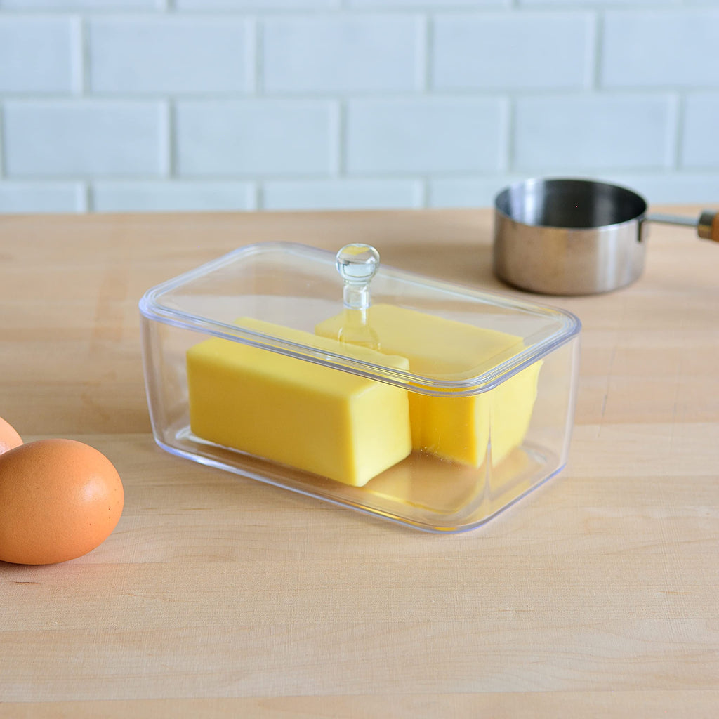 Youngever Plastic Butter Keeper, Reusable Clear Butter Dish, Butter Container with Lid